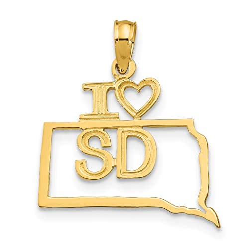 14K Solid Gold South Dakota State Pendant Necklace - Elegant Jewelry Gift for Women, Mothers, Wives - Perfect for Birthday, Anniversary, Graduation & Everyday Wear