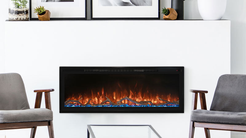 Modern Flames Spectrum Slimline 100 Wall Mount & Recessed Electric Fireplace - SPS 100B - Ultra-Thin Design for Living Room, Bedroom & Office Heating Solution