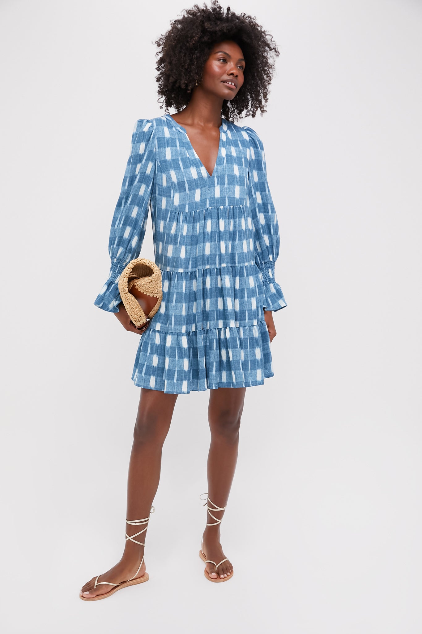 Kenzo Blue Ikat Print Dress - Stylish & Elegant Women's Fashion for Parties, Weddings & Special Occasions