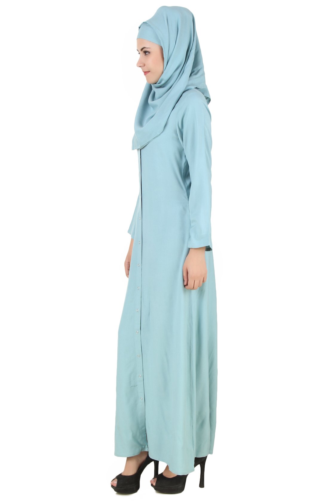 Elegant Sky Blue Rayon Abaya for Women - Modest Islamic Prayer Dress - Perfect for Mosque, Eid, and Special Occasions