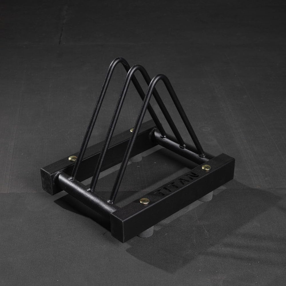 Titan Fitness Horizontal Wagon Wheel Storage Rack - Heavy Duty Freestanding Floor Organizer for 2 Wagon Wheels - Perfect for Home Gym Equipment Storage and CrossFit Training Accessories