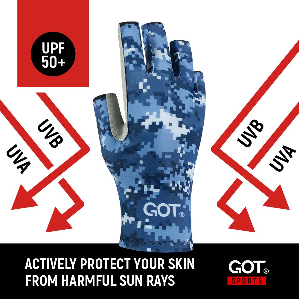GOT Sports UPF 50+ Fingerless Sun Protection Gloves for Men & Women - UV Protective Fishing Gloves for Sailing, Kayaking, Hiking & Outdoor Activities - Lightweight & Breathable for All-Day Comfort