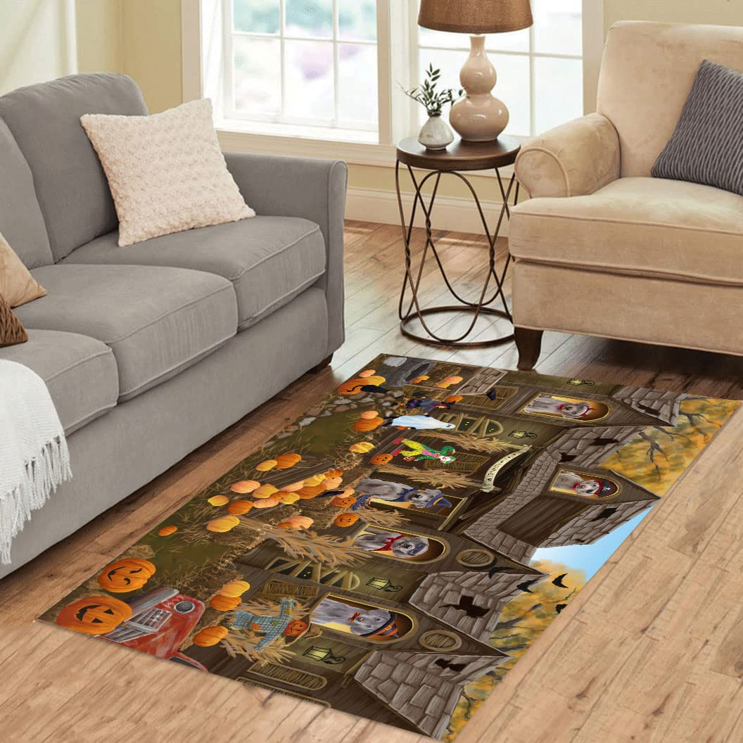 Haunted House Halloween Trick or Treat Weimaraner Dog Area Rug - Ultra Soft Pet Print Floor Mat - Unique Style Indoor Carpet for Dog Lovers - 10'x3'3'' - Perfect for Living Room, Bedroom, or Halloween Party Decor