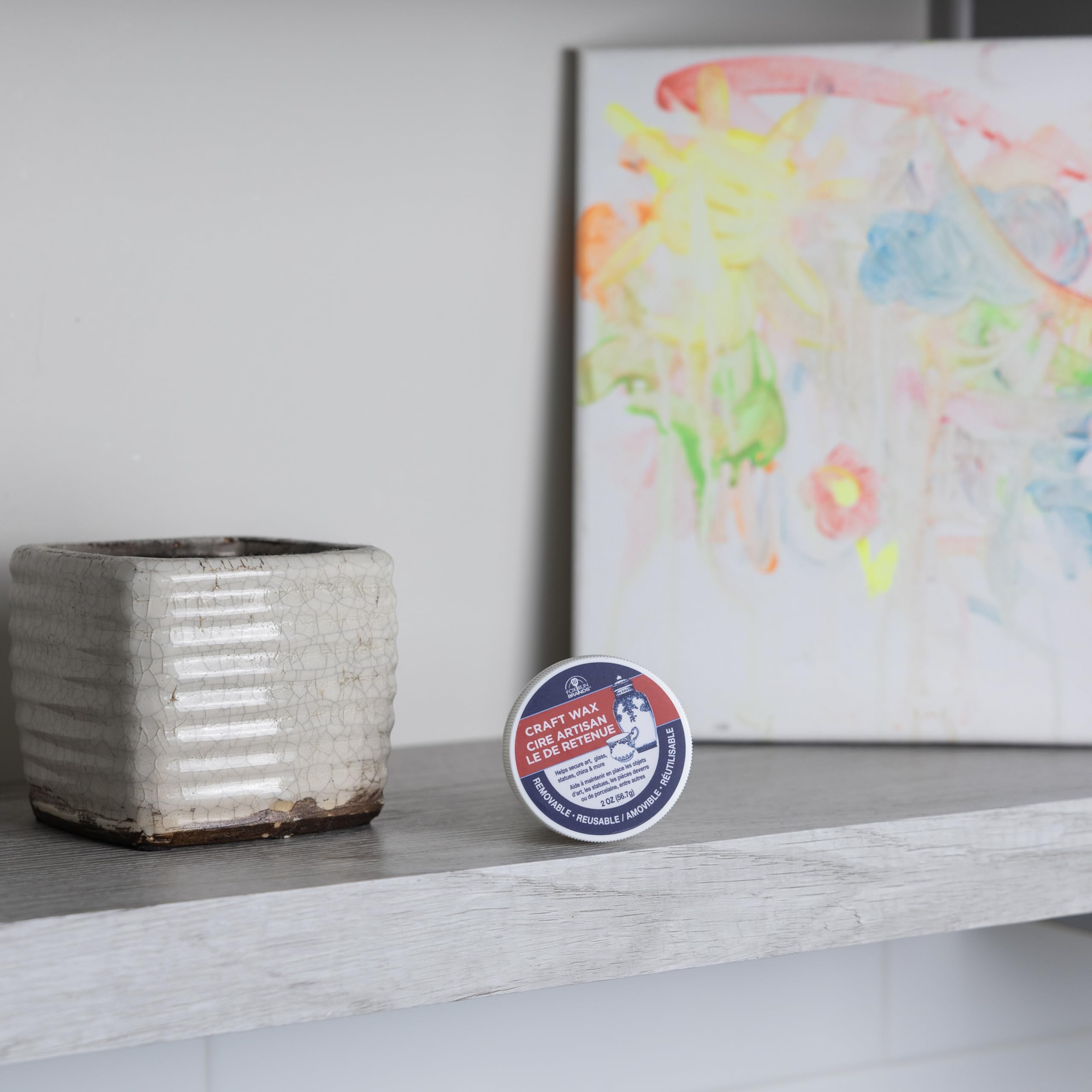 Fox Run Craft Wax - 2 oz Removable Museum Grade Putty for Securing & Displaying Items | Perfect for Home Decor, Art Projects & Collectibles | Non-Toxic, Reusable Adhesive Wax for Crafts, Photos & Fragile Objects