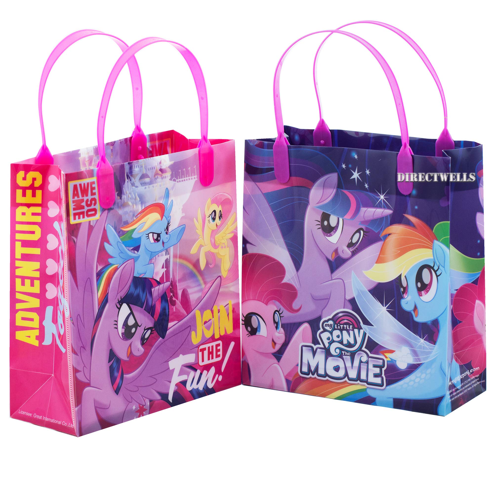 Little Pony Join The Fun - 12 Pack Licensed Reusable 8 Inch Medium Party Favor Bags for Birthday, Baby Shower & Holiday Gift Giving