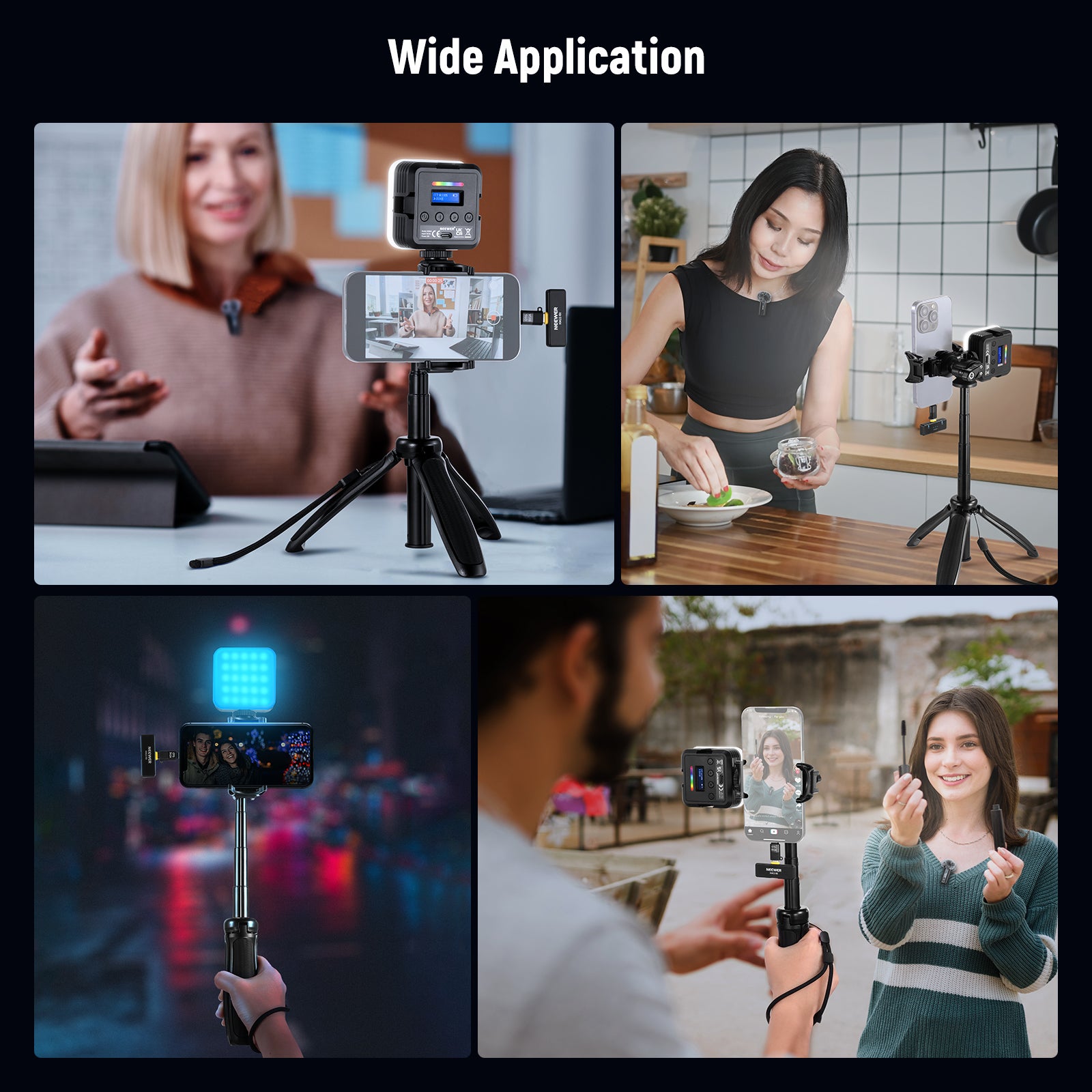 NEEWER PA048 Professional Phone Vlogging Kit with RGB LED Light, Wireless Microphone & Extendable Selfie Stick - Perfect for YouTube, TikTok & Live Streaming Content Creators