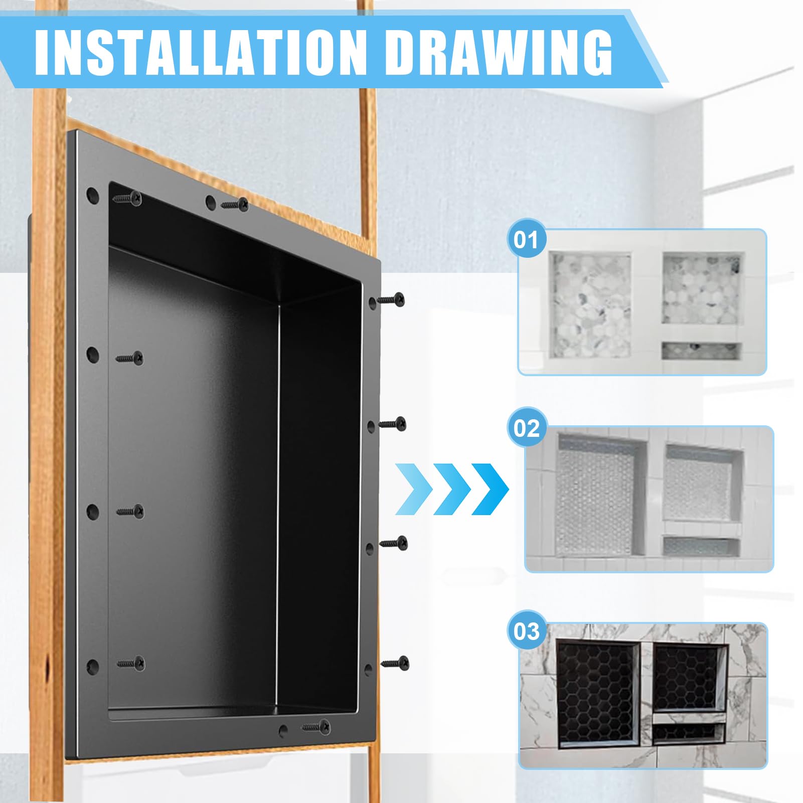 304 Stainless Steel & SCM Shower Niche - 40