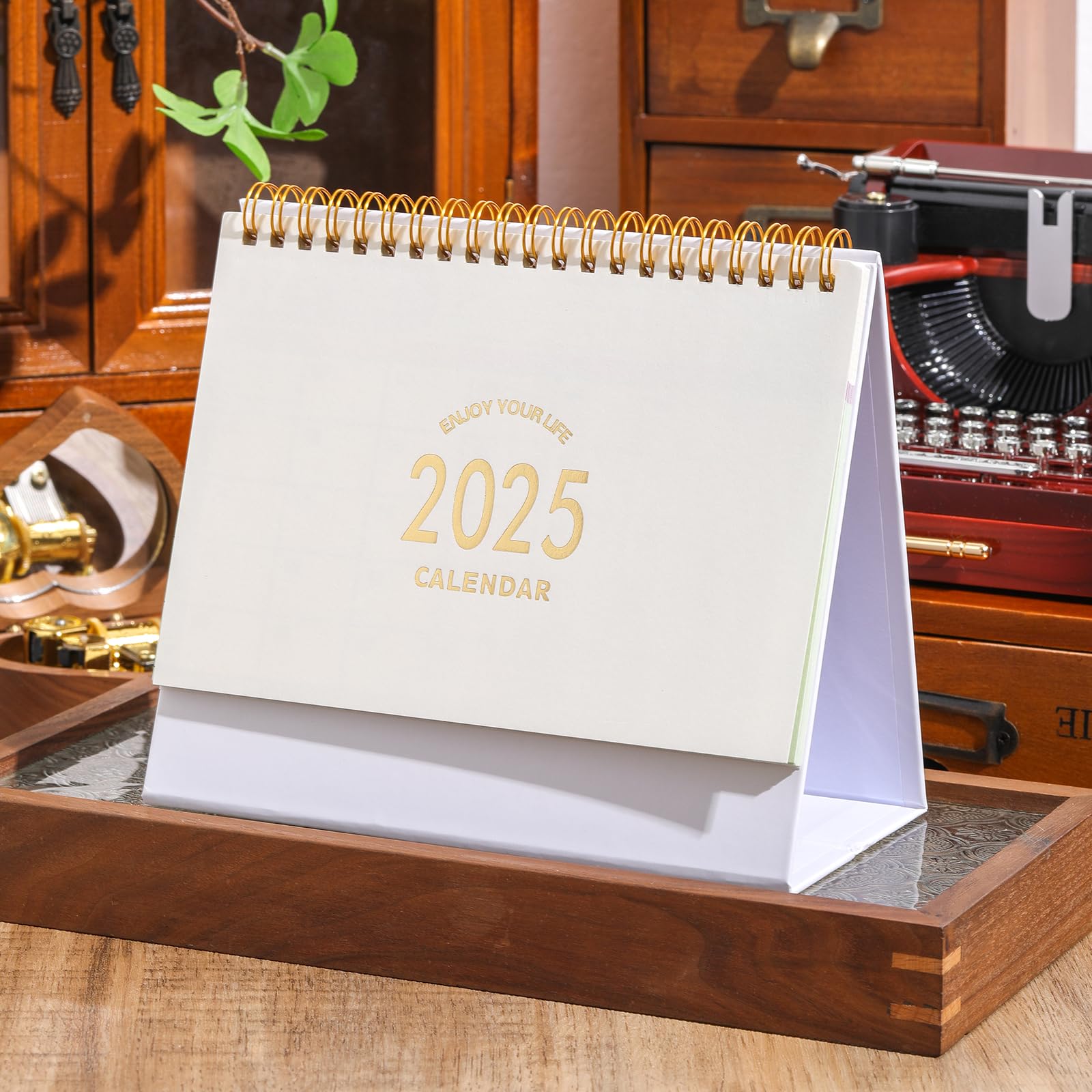 2025 Small Desk Calendar with Metal Ring Twin-Wire Binding - Monthly Planner from Now to December 2025 for Home, Office & School Use - Perfect for Scheduling, Productivity & Organization (White)