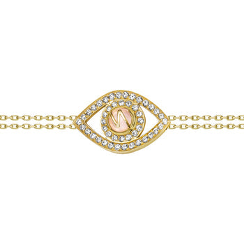 18K Gold Big Diamond Evil Eye Bracelet for Women - Protection & Good Luck Charm - Perfect for Gifts, Parties & Everyday Wear