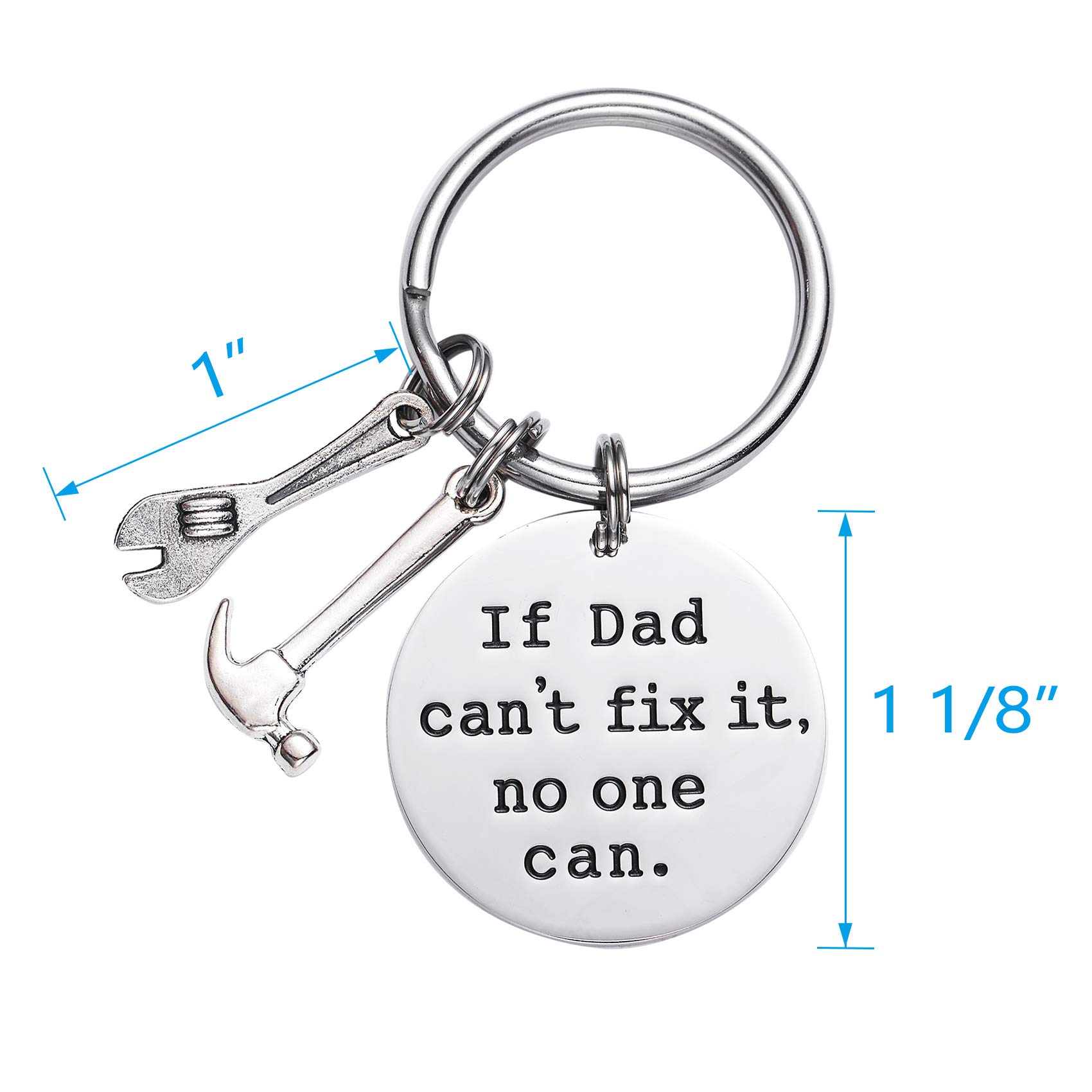 LParkin If Dad Can't Fix It No One Can Keychain - Engraved Dad Gift with Wrench & Hammer Charm - Perfect for Father's Day, Birthday & DIY Enthusiasts
