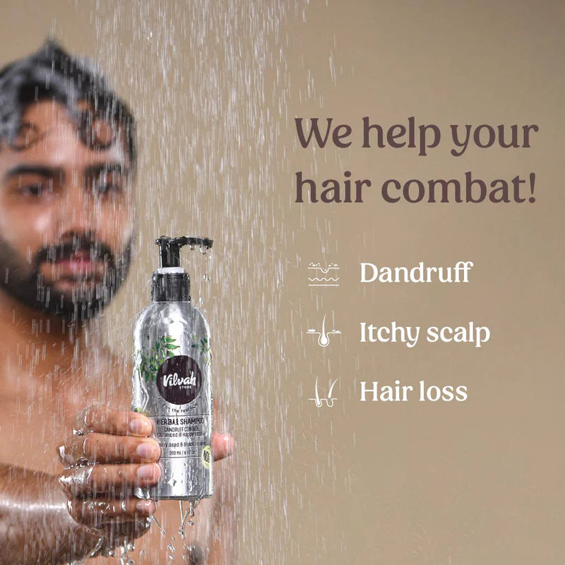 Natural Herbal Shampoo for Dandruff Control & Scalp Care - Sulfate-Free, Anti-Itch Formula for Dry, Flaky Scalp | Perfect for Daily Use & Sensitive Scalp