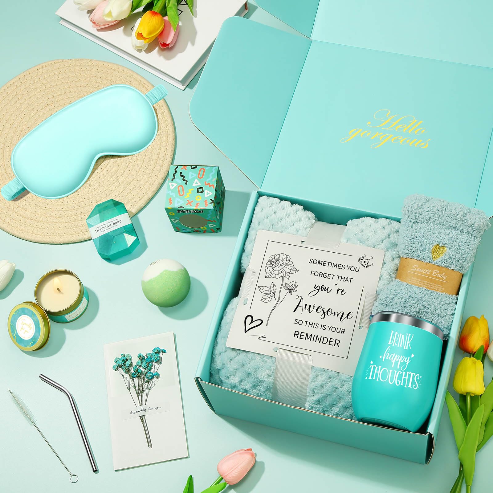 Happy Birthday Gifts for Women - Spa Gift Basket Set for Mom, Wife, Sister, Grandma & Coworkers | Self Care, Get Well, Relaxation Gifts | Perfect for Valentine's Day, Mother's Day & Special Occasions | Ideal for Home Spa Nights, Stress Relief & Thoughtful Surprises