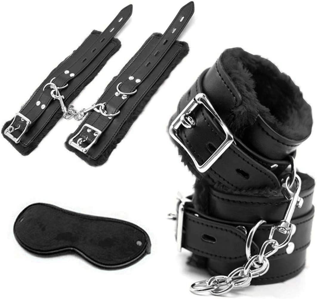 LOVONE 18-Piece Bondage Set for Couples - Handcuffs, Blindfold & Restraints - Perfect for Beginners & Experts - BDSM Sex Toys for Sensual Play & Role Play - Black