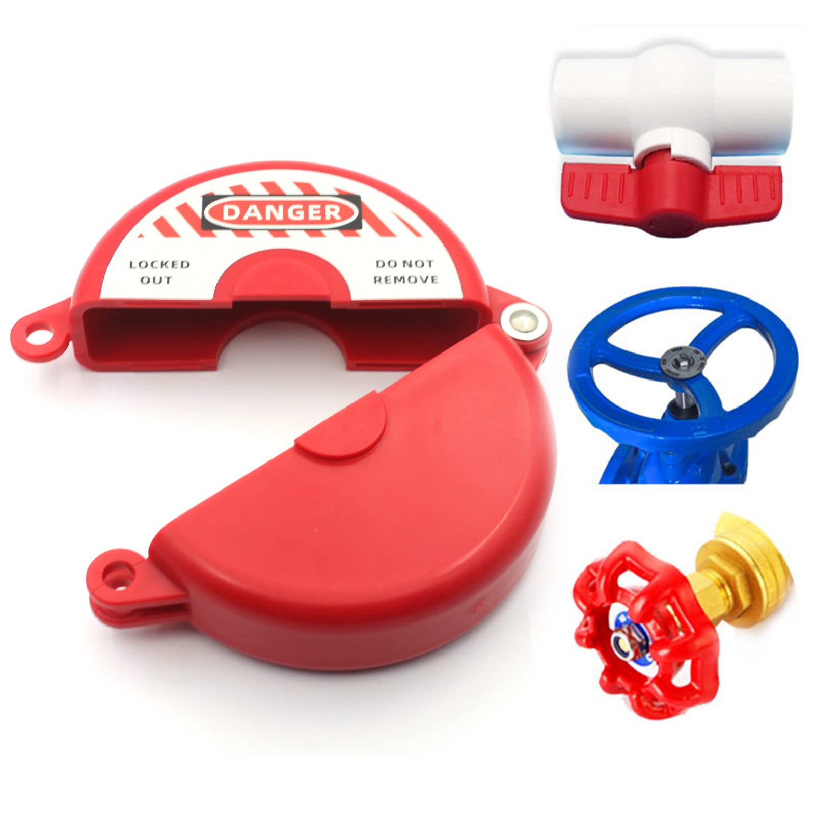 Lockout Tagout (LOTO) Valve Lockout Device - Red Safety Lock for 5-6.5 Inch Valve Handles | OSHA Compliant Key Lock | Industrial Equipment Safety for Water, Gas & Chemical Pipes