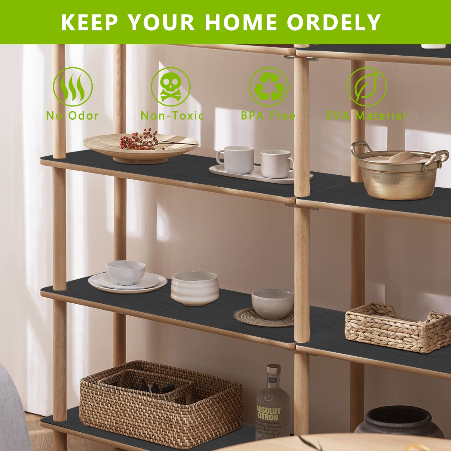 Non-Slip Waterproof Shelf Liner for Kitchen Cabinets, Pantry, Tool Box & Refrigerator - Durable Plastic Drawer Protector Mat (11.8