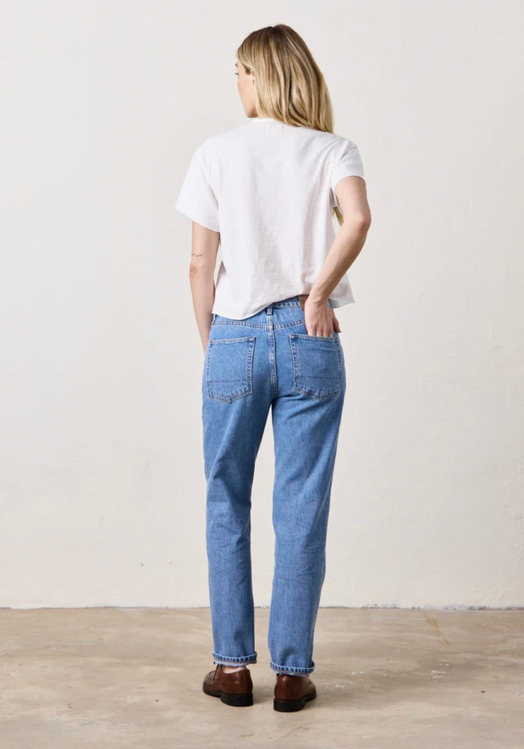 Owen Mid Rise Slouchy Straight Jeans for Women - Comfortable Stretch Denim Pants, Casual Everyday Wear for Work & Weekend Outfits