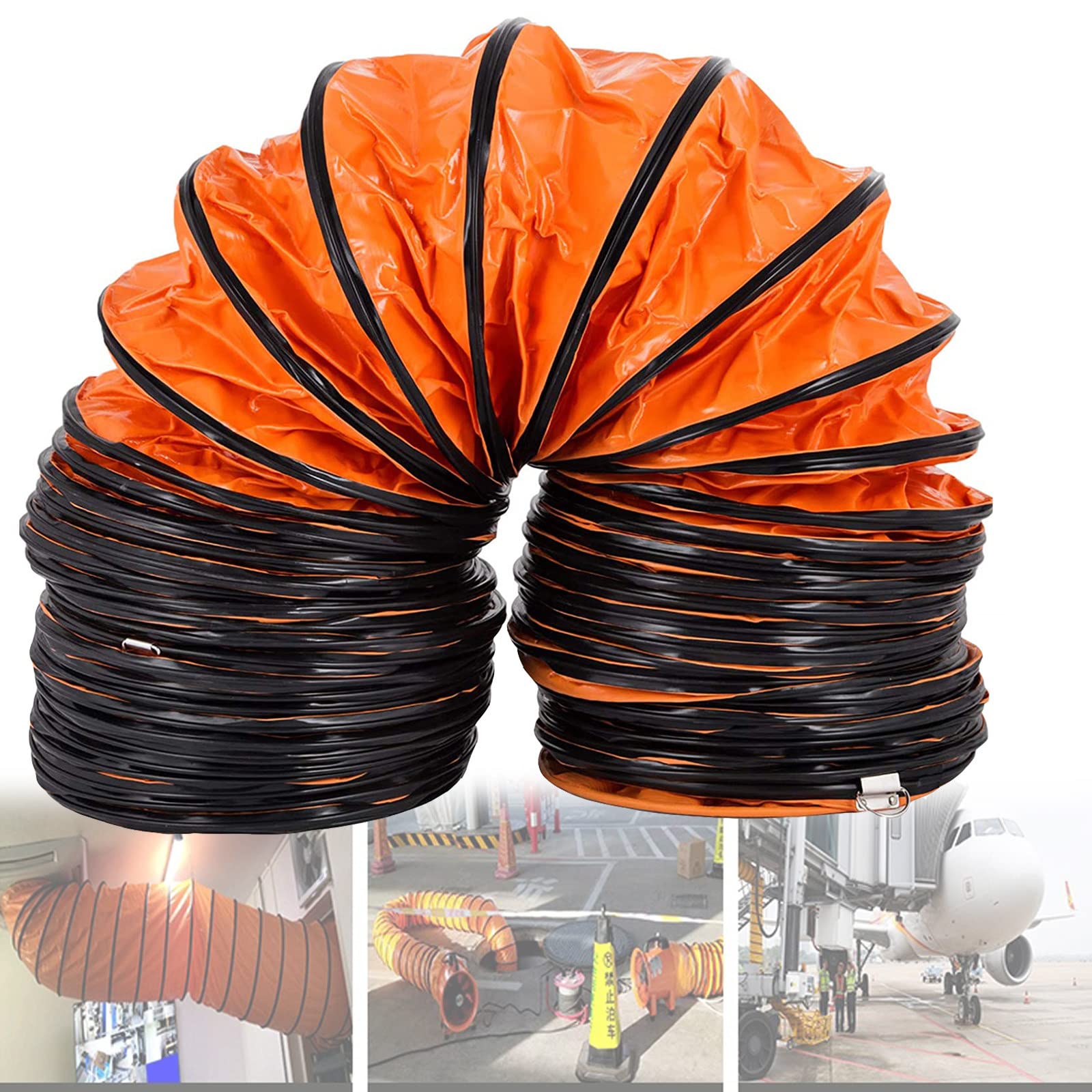 Flexible PVC Ventilation Duct Hose - Fire Retardant PVC Flexible Ducting for Blower, Extractor Fan & Ventilator Systems (10m Length, 200mm Diameter) - Ideal for Industrial Ventilation, HVAC Systems & Workshop Air Extraction
