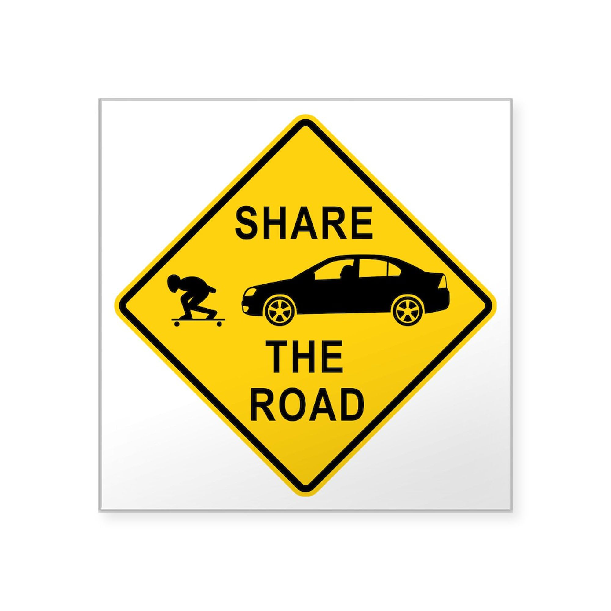 Share The Road Sign 3x3 Inch Square Bumper Sticker - Durable Car Decal for Vehicles, Laptops & Windows - Perfect for Cyclists, Drivers & Road Safety Awareness