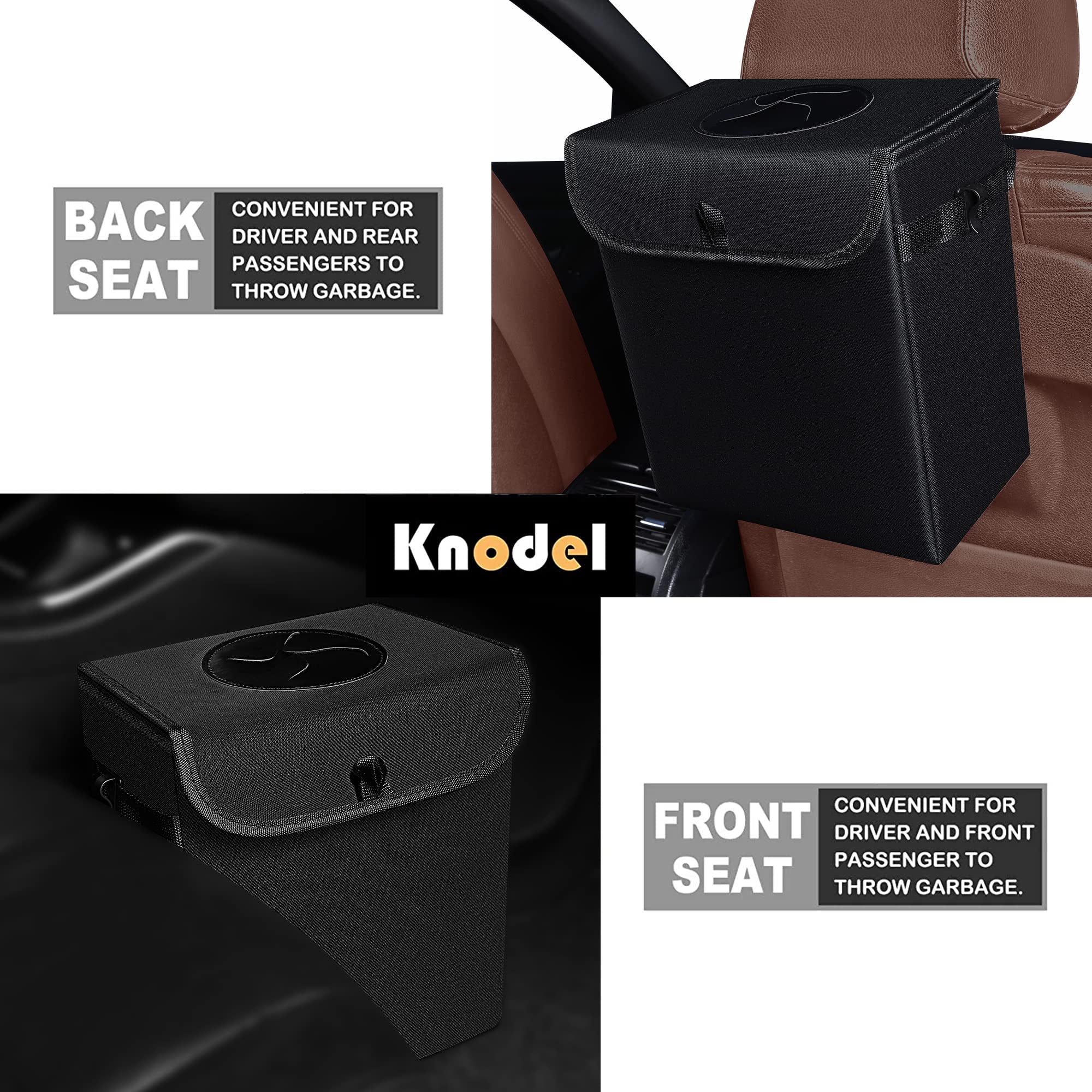 Leak-Proof Car Trash Can with Lid - Waterproof Vehicle Garbage Bin & Organizer for Cars, SUVs, Trucks - Perfect for Road Trips, Commuting & Keeping Your Car Clean