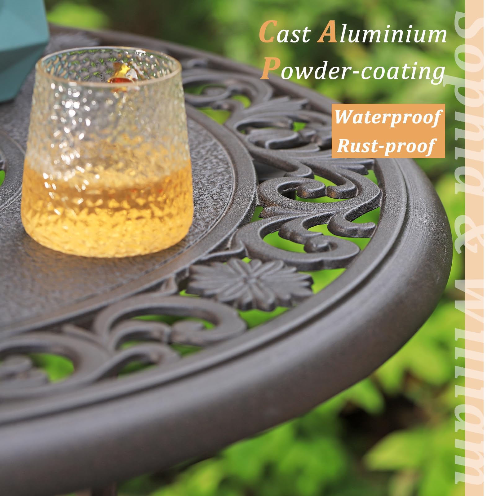 Premium Bronze Cast Aluminum Round Patio Bistro Table - 31.5