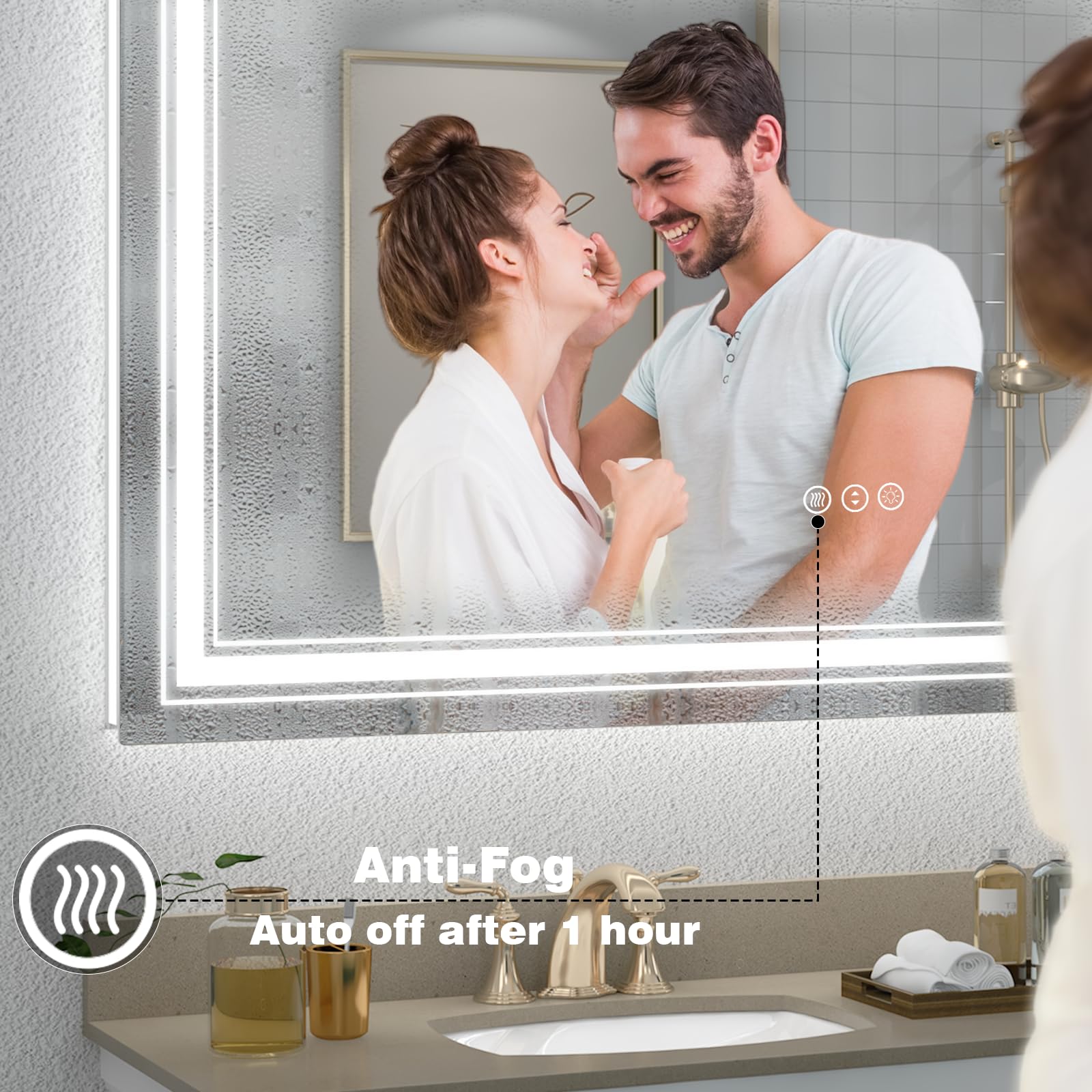 40x24 Inch LED Bathroom Mirror with Dimmable Lights - Anti-Fog, Shatterproof Vanity Mirror with Backlit & Front Lighting for Wall Mount (Horizontal/Vertical) - Perfect for Makeup, Shaving & Home Decor