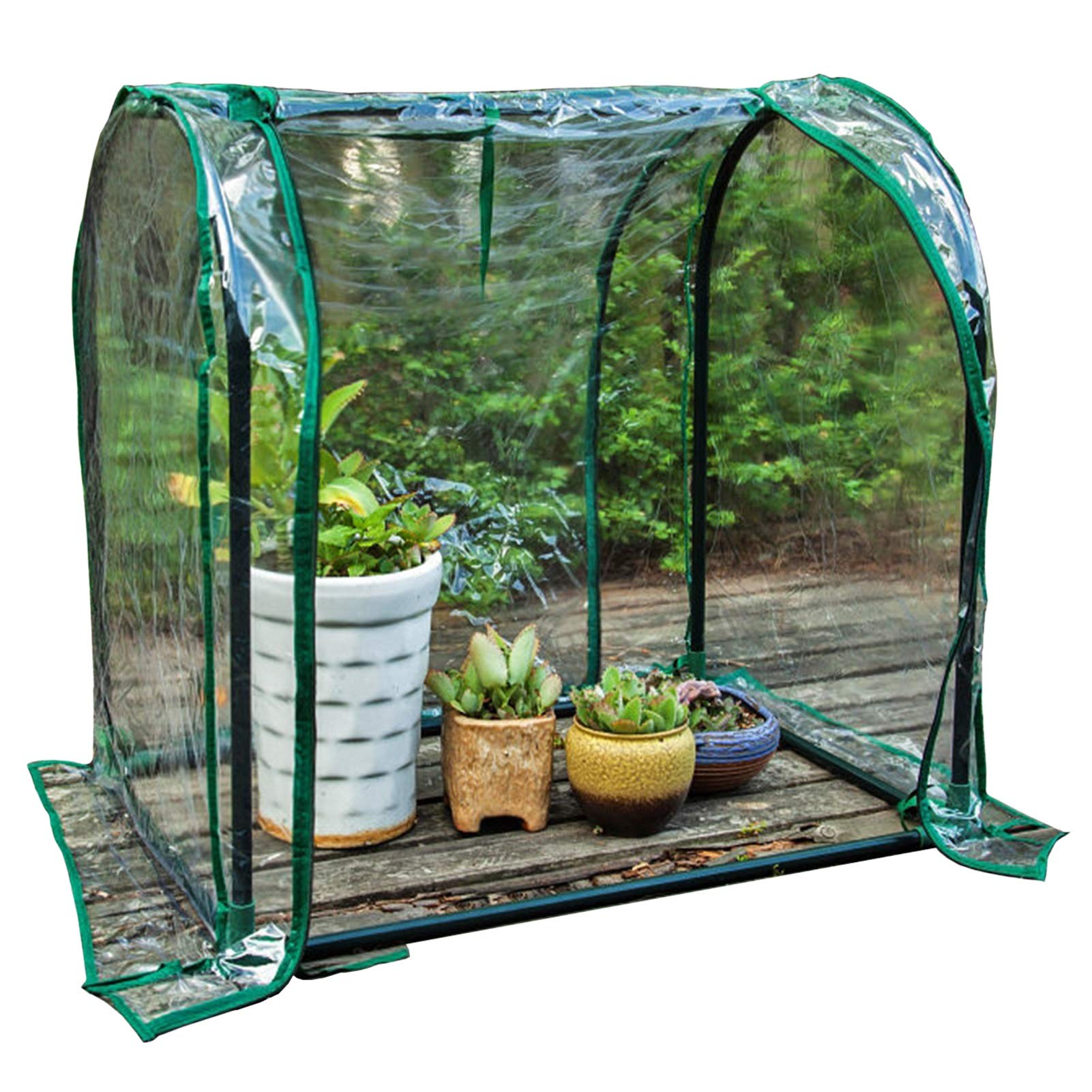 LXLA Mini Clear Greenhouse - Space-Saving Steel Frame Winter Plant Grow House with Roll-Up Door for Flowers, Herbs & Seedlings | Indoor/Outdoor Gardening, Balcony & Patio Use