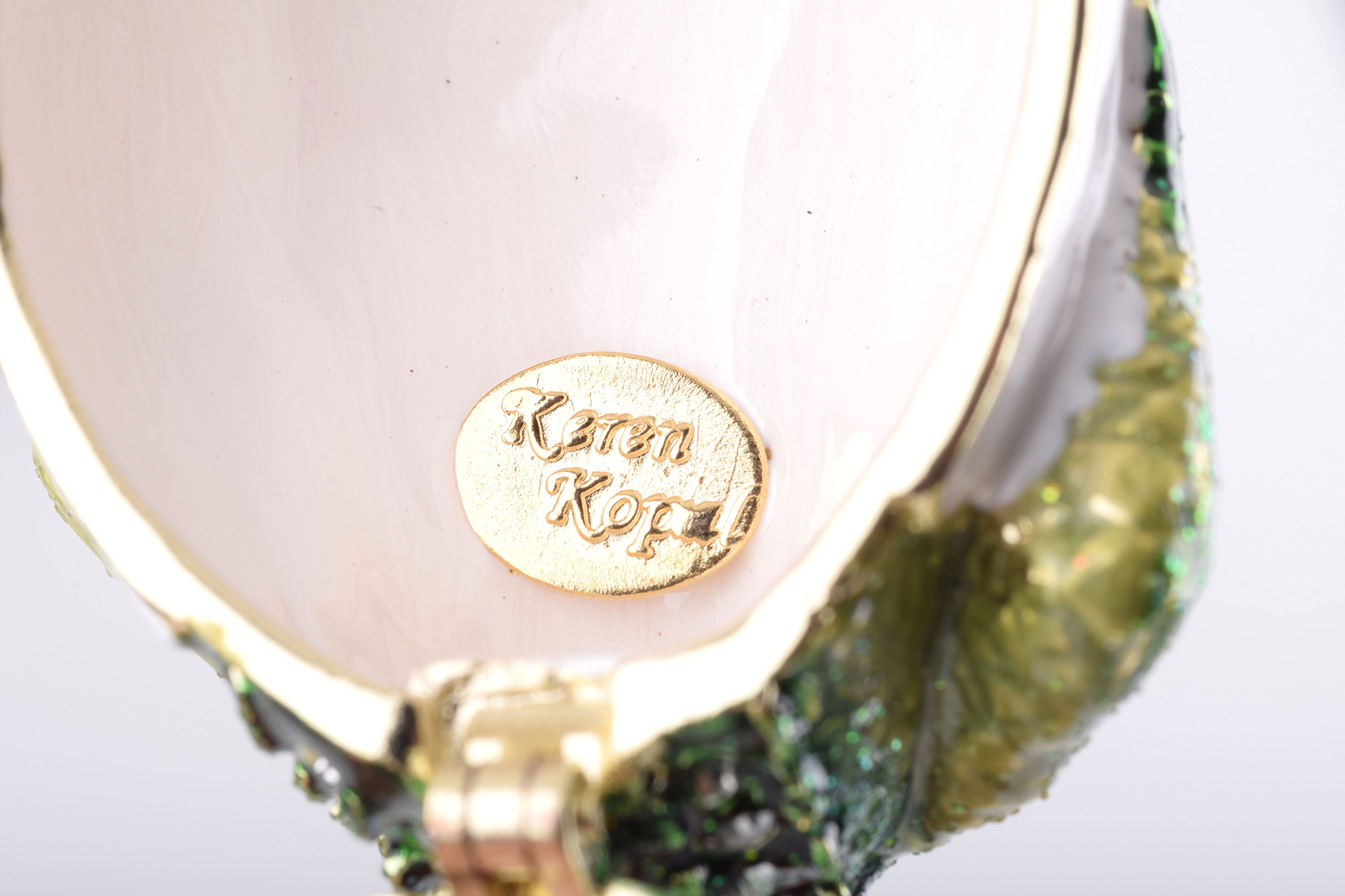 Keren Kopal Alligator Trinket Box Faberge Style - Handcrafted Jewelry Storage Decorated with Austrian Crystals, Unique Home Decor for Vanity, Dresser & Gift Giving