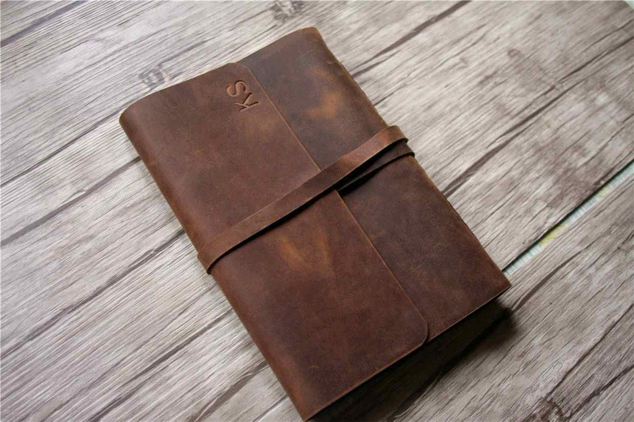 Custom Engraved Leather Wedding Photo Album - Personalized Couples Gift for Anniversaries, Bridal Showers & Honeymoon Memories