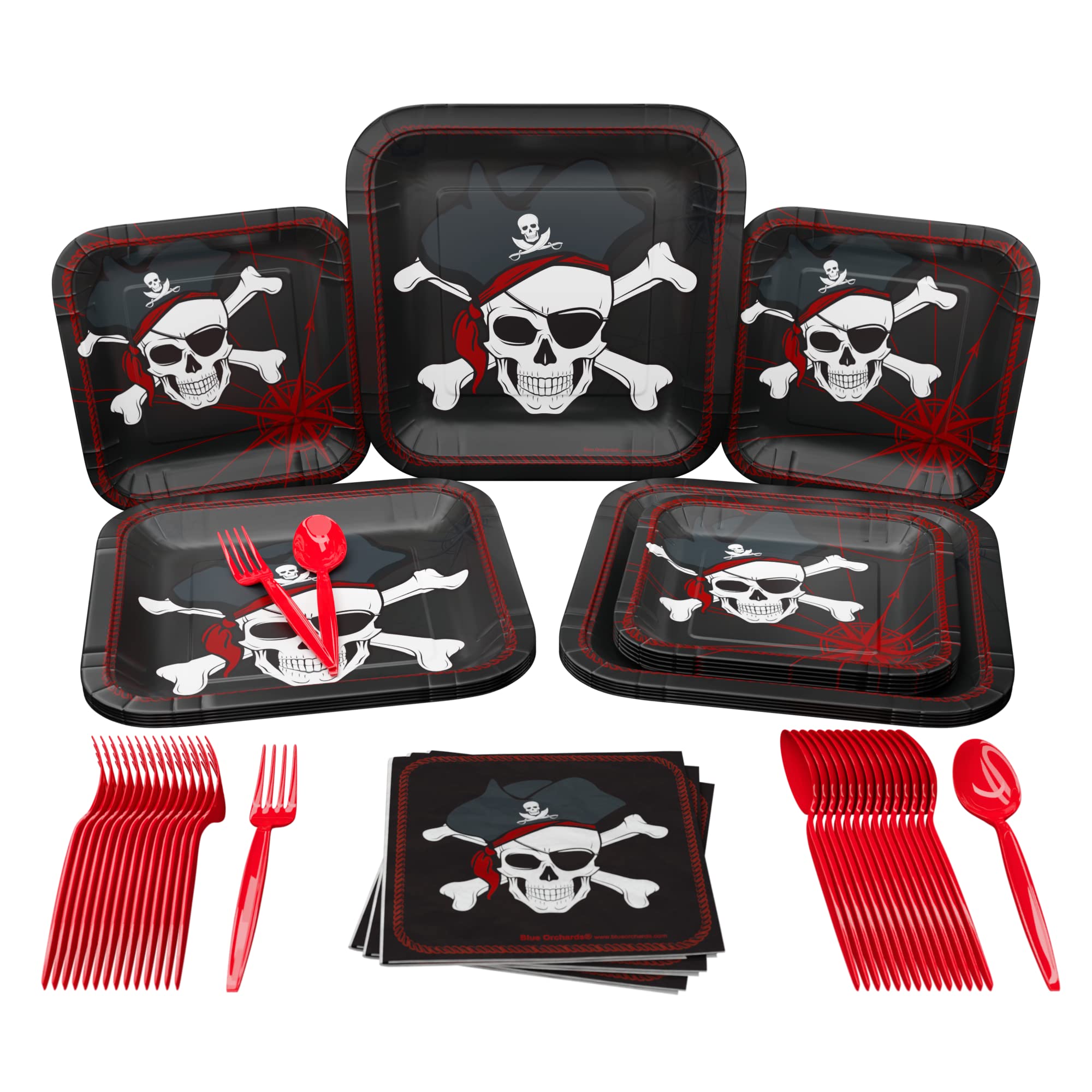Pirate Party Supplies Pack (100 Pieces for 16 Guests) - Pirate Decorations, Halloween Party Plates & Napkins, Birthday Party Decor - Perfect for Pirate Themed Parties, Halloween Events & Kids Birthday Celebrations