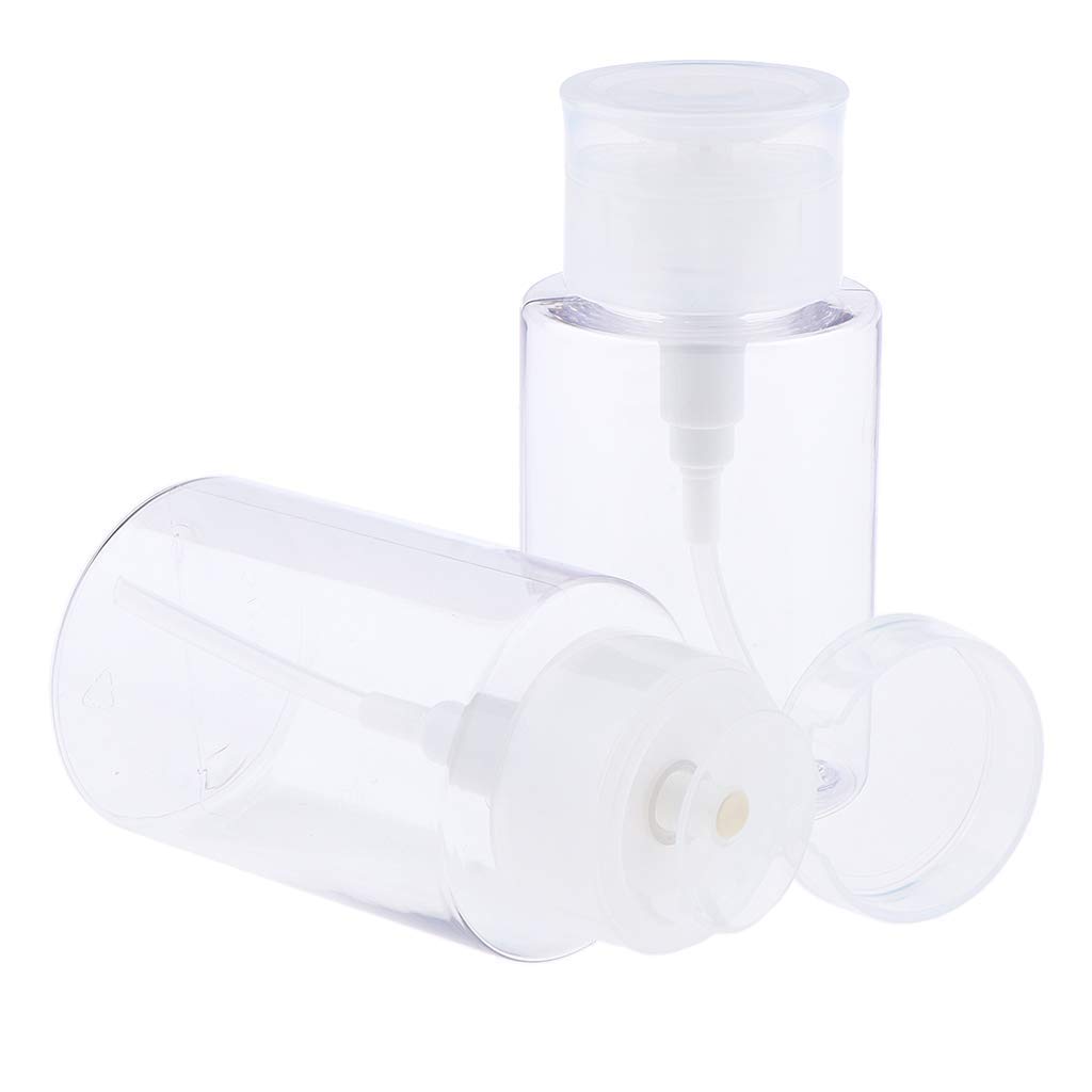 2-Pack Clear 150ml Pump Dispenser Bottles for Liquid Soap, Alcohol & Hand Sanitizer - Push Down Dispenser for Bathroom, Kitchen & Office Use