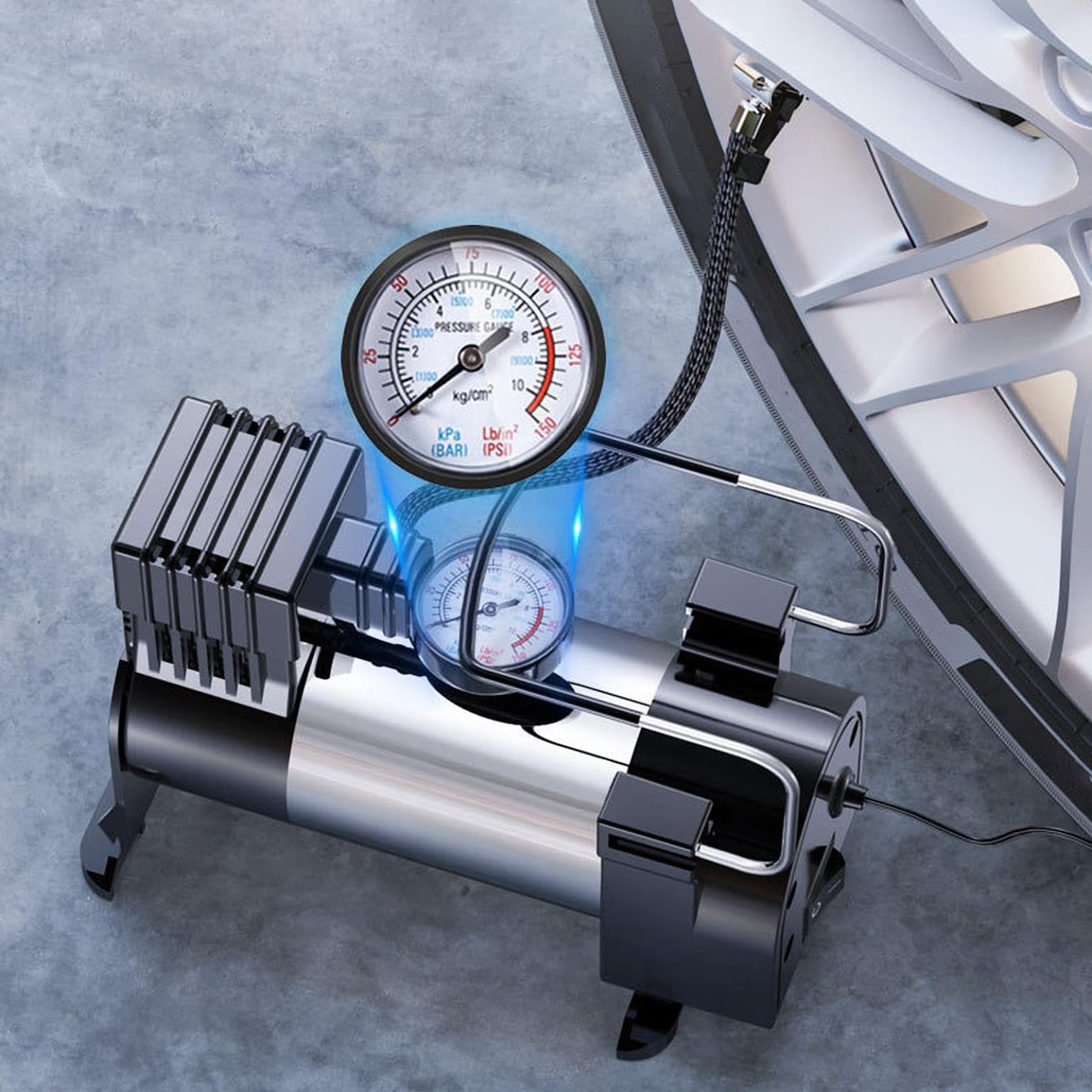 Portable 12V Air Compressor for Car Tires - Digital Pressure Gauge, Fast Inflation, Lightweight Design - Perfect for Cars, Bikes, Motorcycles, Sports Balls & Inflatables (Ideal for Road Trips & Emergency Use)