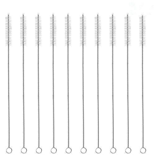 10-Pack Extra Long 11.4-Inch Straw Cleaning Brushes - Thin Flexible Pipe Cleaners for Baby Bottles, Tumbler Cups, Kettles, Teapots & Keyboards - Durable Bristle Brush Set for Deep Cleaning Hard-to-Reach Areas
