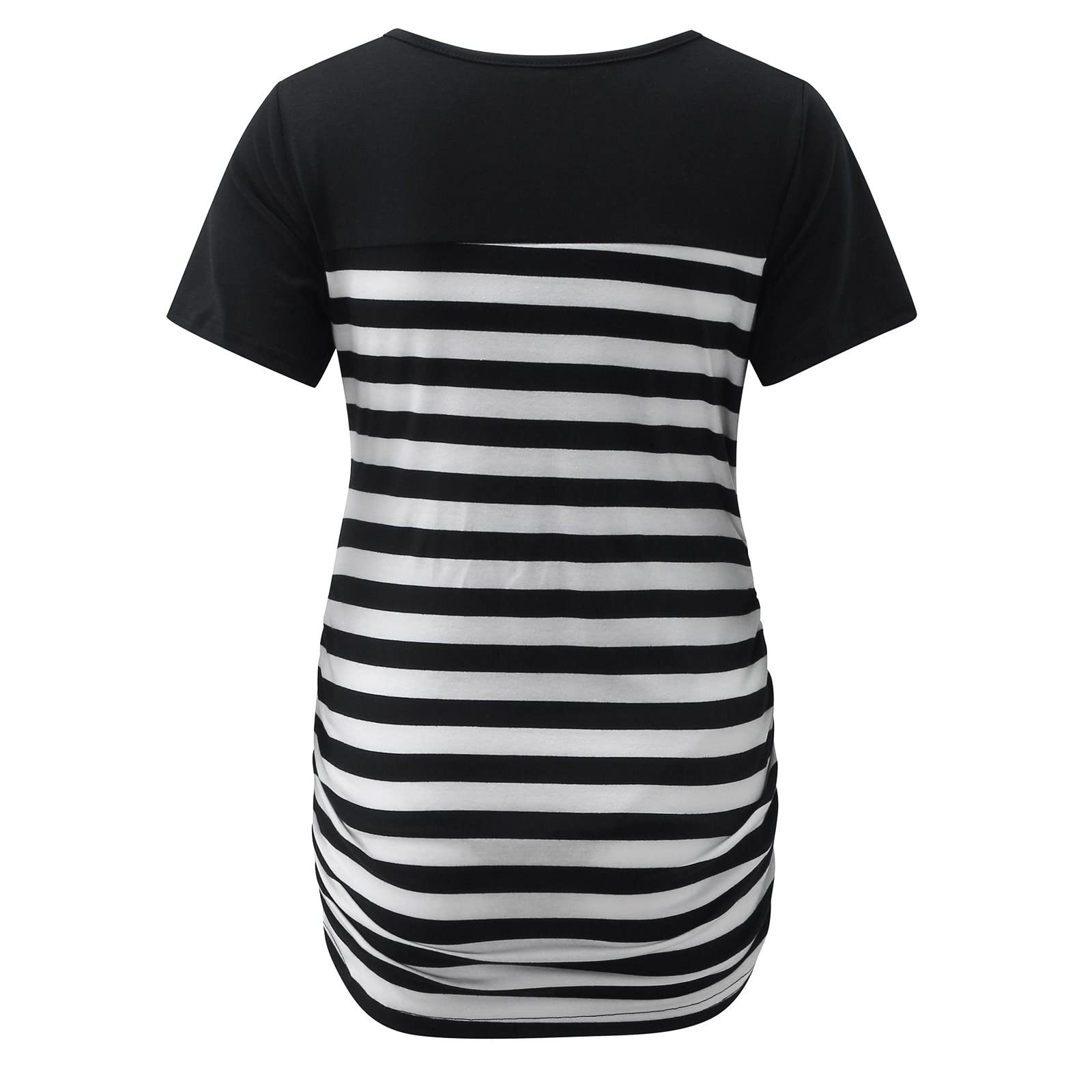 Women's Maternity Nursing Tops - Casual Short Sleeve Striped T-Shirts & Tunics for Breastfeeding Moms | Perfect for Pregnancy, Nursing & Everyday Wear