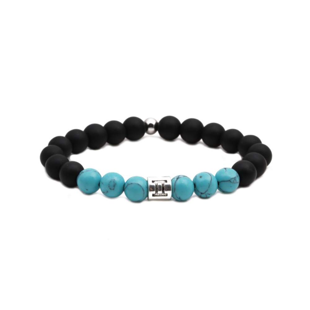 12 Constellations Zodiac Sign Turquoise Beaded Bracelet for Women & Men - Adjustable Stretch Elastic Wristband - Perfect Birthday Gift, Friendship Jewelry for Daily Wear & Special Occasions