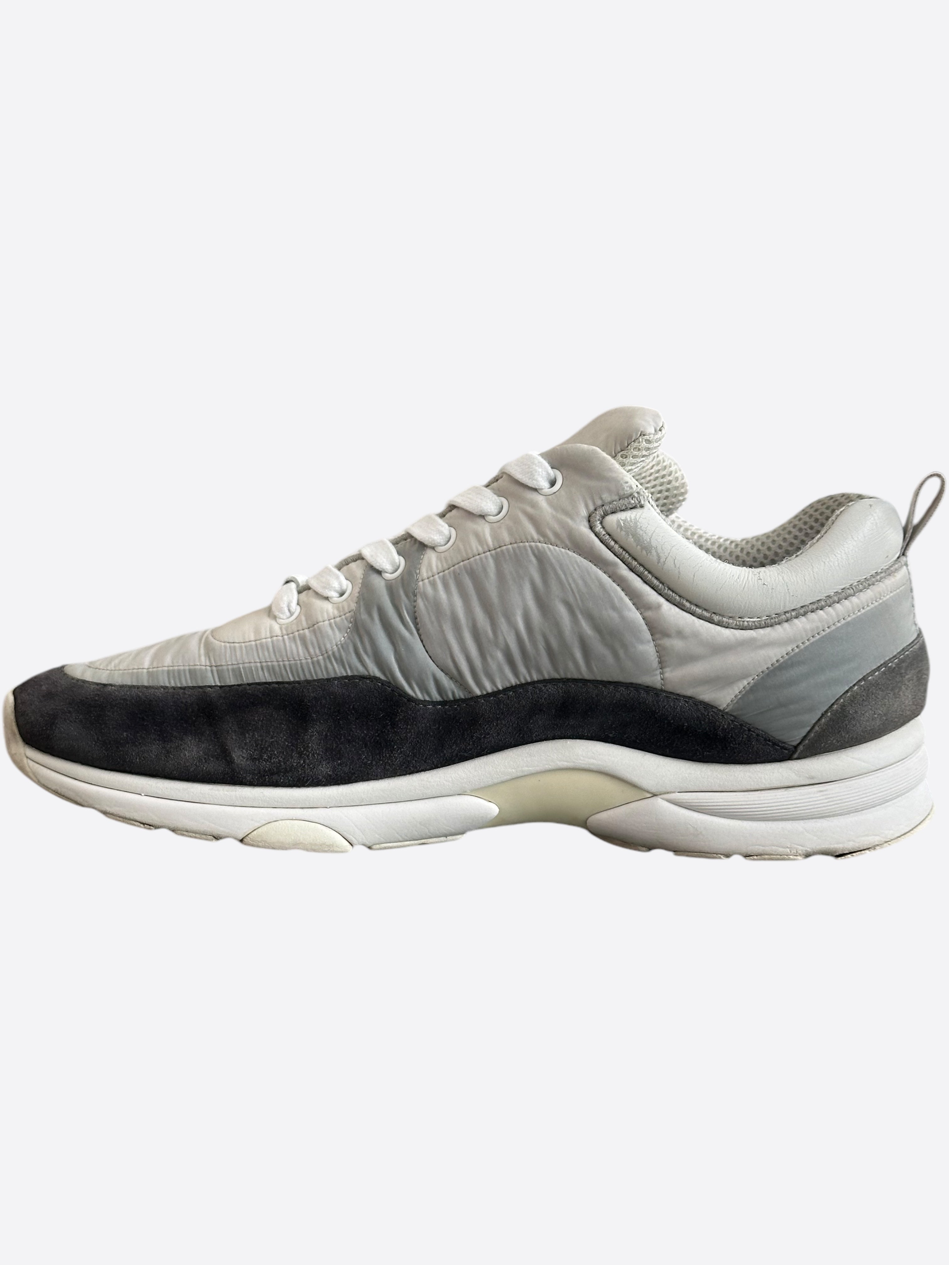 Chanel Grey & Black CC Logo Sneakers for Women - Luxury Designer Casual Shoes for Everyday Wear & Fashion Outfits