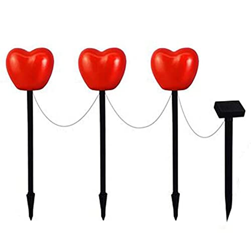 Heart Shaped Solar Pathway Lights - Waterproof Outdoor Garden Stake Lights for Valentine's Day Decor (Set of 1-12) | Perfect for Backyard, Patio, Lawn & Walkway Lighting at Night