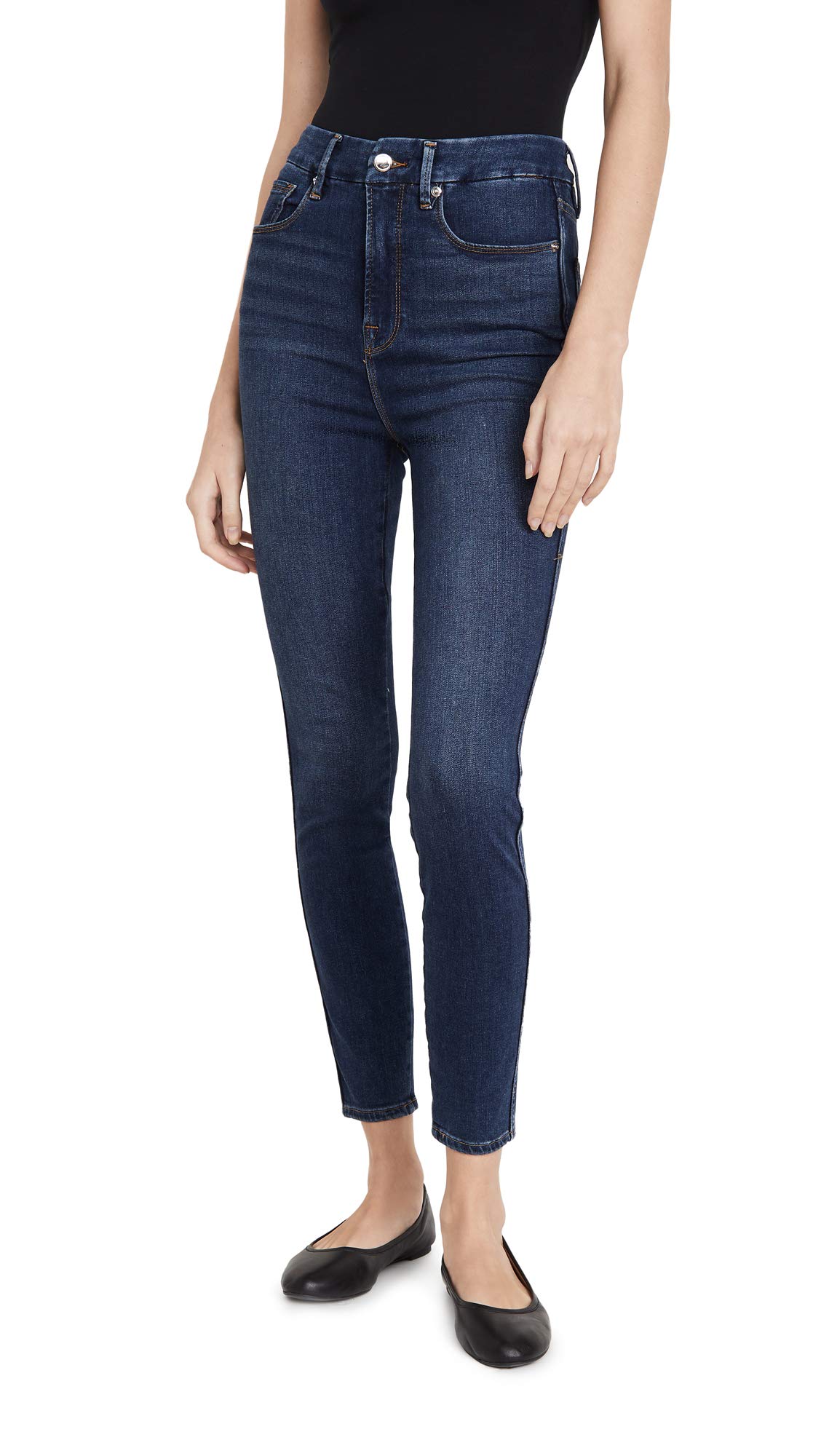 Good American Women's Good Curve Skinny Jeans - High Waist Stretch Denim Pants for Curvy Figures | Perfect for Casual Wear, Night Out & Everyday Comfort