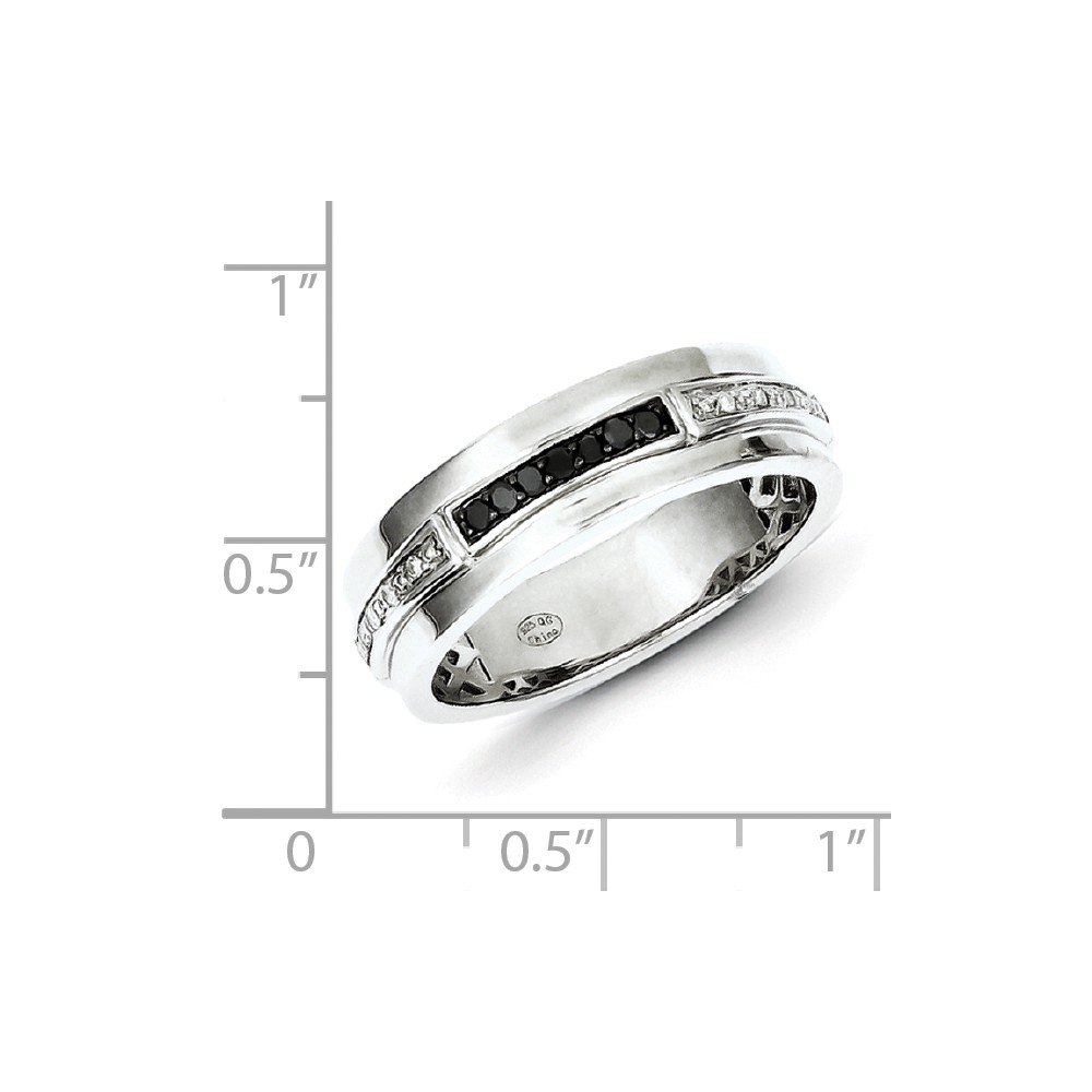 925 Sterling Silver White & Black Diamond Ring (0.13ct) for Women - Elegant Wedding, Engagement & Anniversary Jewelry Gift - Perfect for Special Occasions & Everyday Wear