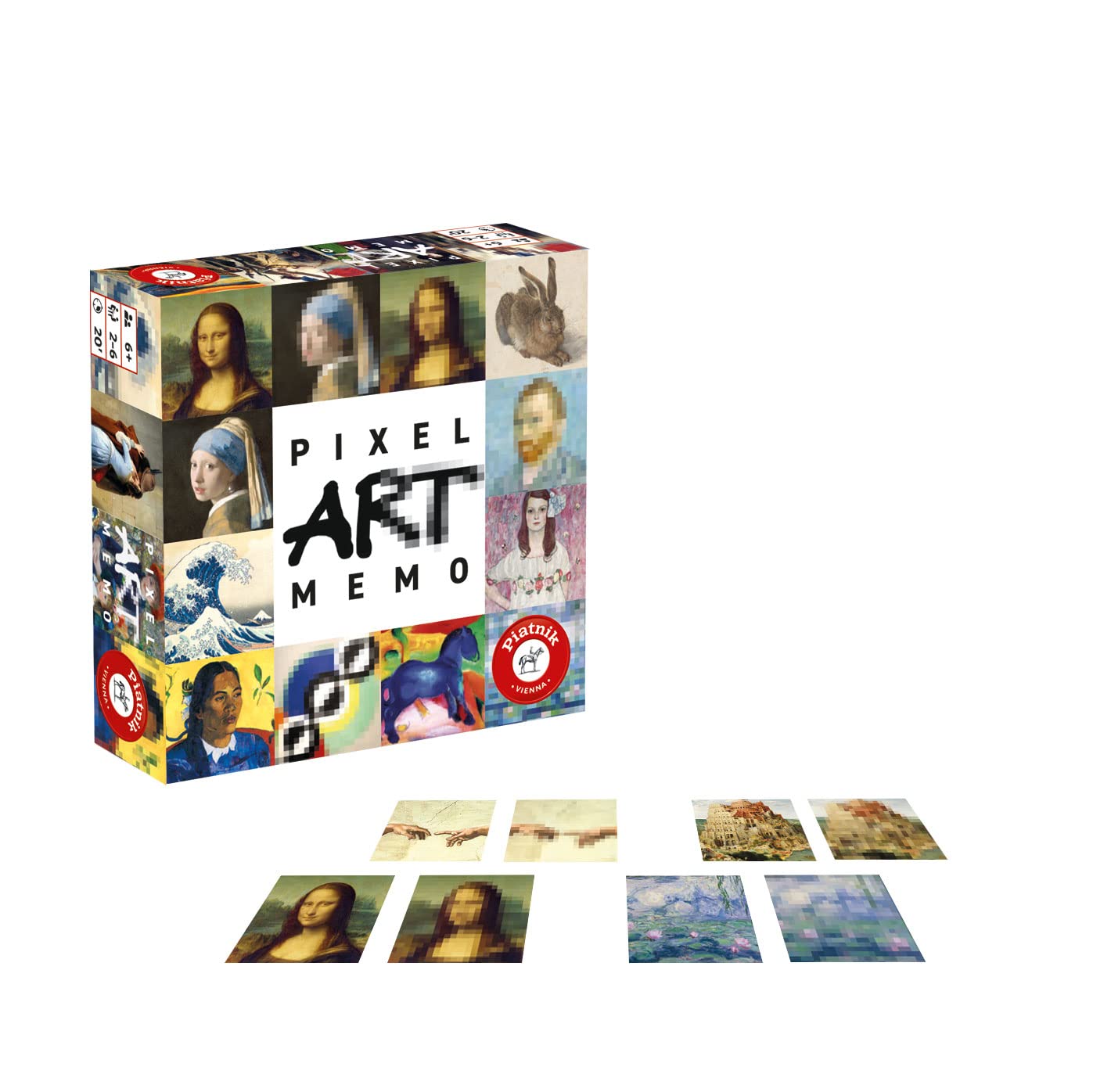 Piatnik 6690 Pixel Art Memory Game - Match Original & Pixelated Images for Family Fun
