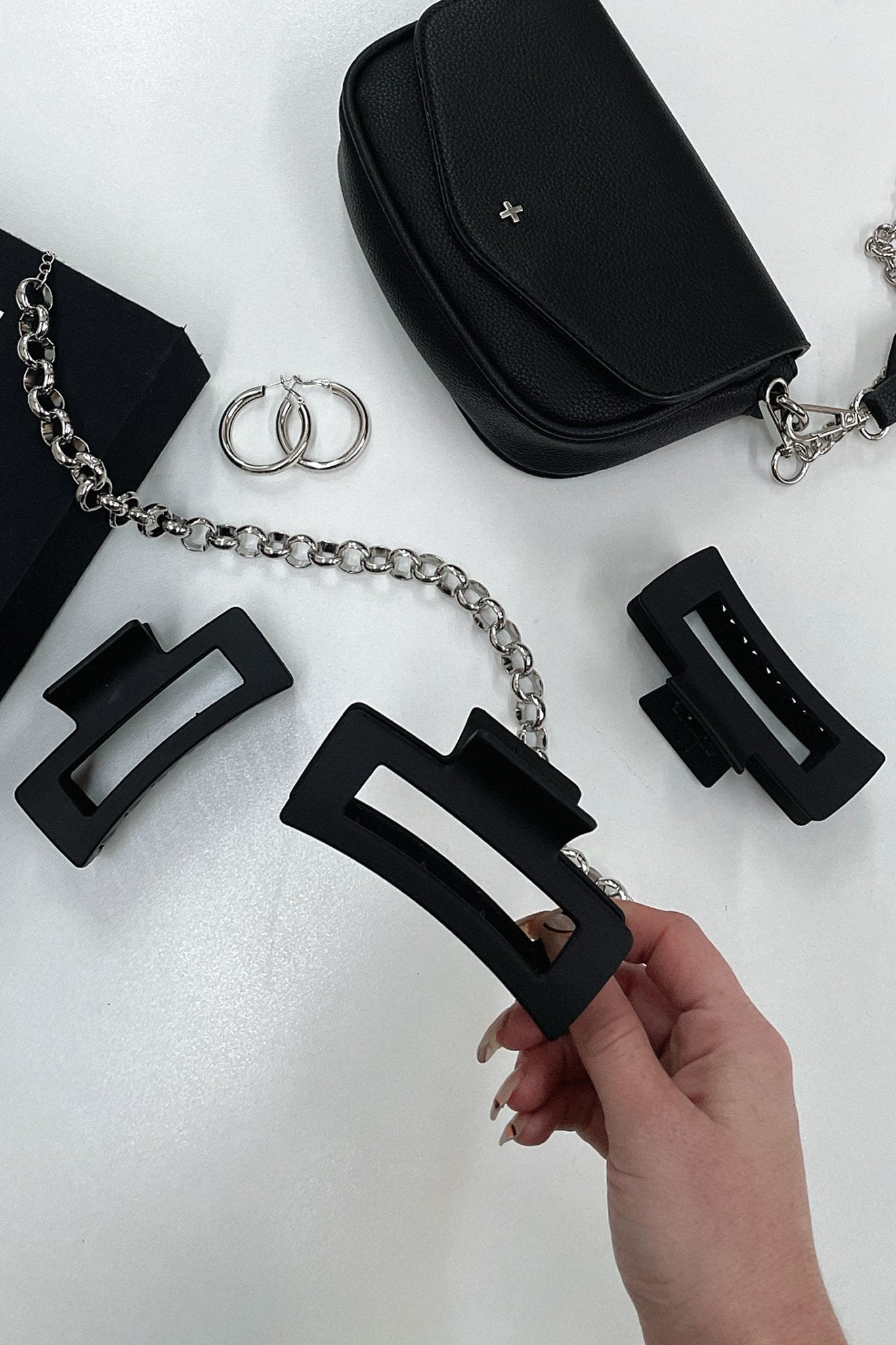 Mika Hair Claw Clip - Black | Strong Hold Hair Clips for Women | Perfect for Ponytails, Buns & Updos | Salon-Quality Hair Accessories