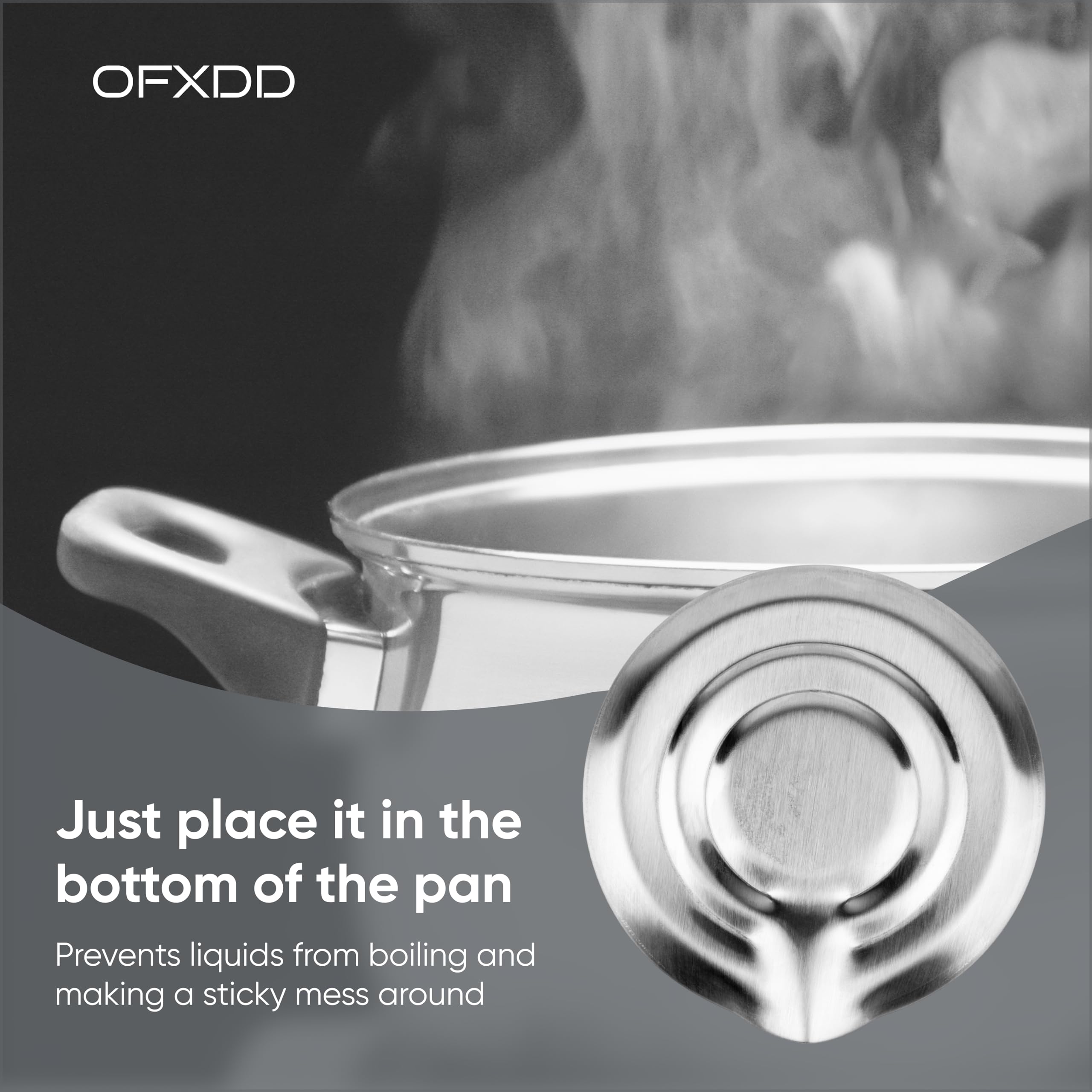 Stainless Steel Pot Minder Boil Over Preventer Disc - 2 Pack for Milk, Soup & Cooking - Safe Kitchen Boil Control for Pots & Pans - Perfect for Stovetop, Camping & Home Use