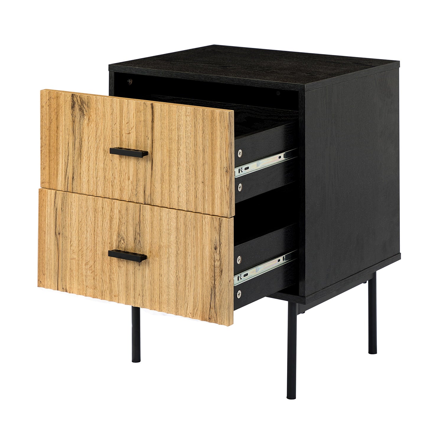 Modern Nightstand with Two Drawers - Nahuel Bedside Table with Optional Styles for Bedroom, Living Room & Guest Room - Sturdy Wooden End Table with Storage for Home Decor