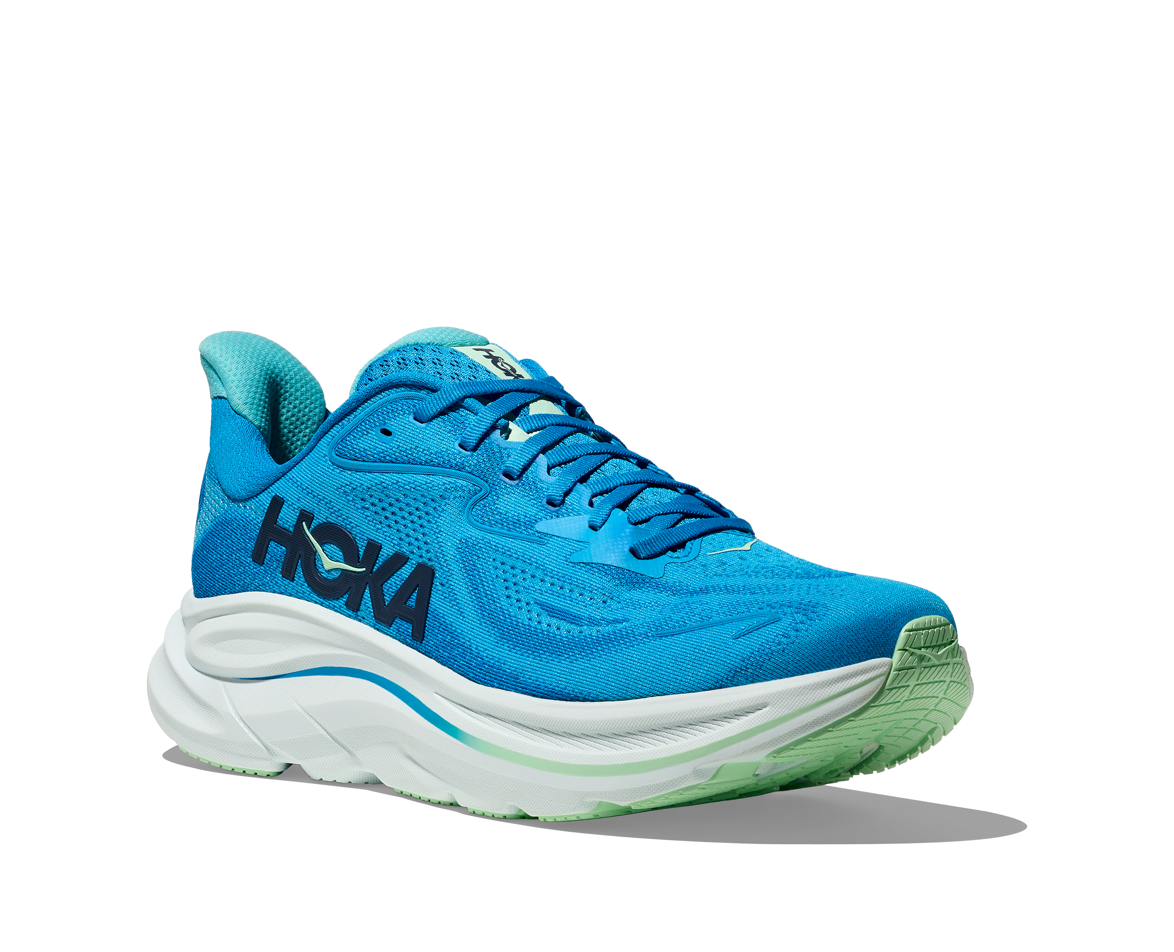 Hoka Clifton 10 Wide Men's Running Shoes - Blue/Skyward Blue | Lightweight Cushioned Road Running Sneakers for Long Distance & Marathon Training