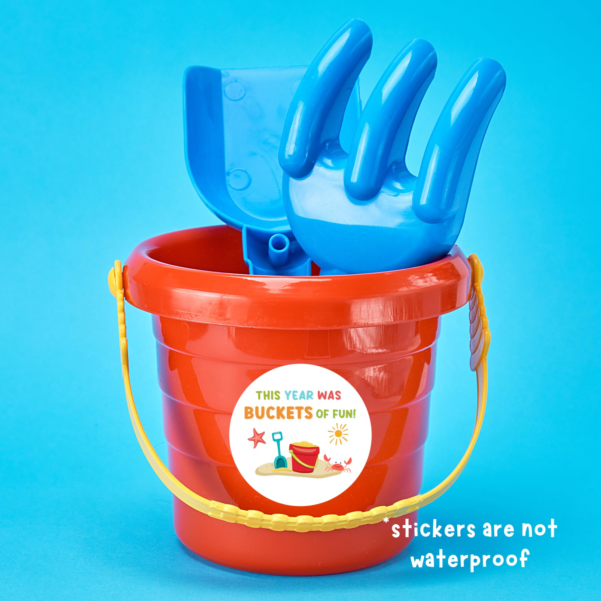 Personalized 'This Year Was Buckets of Fun' Stickers - 2