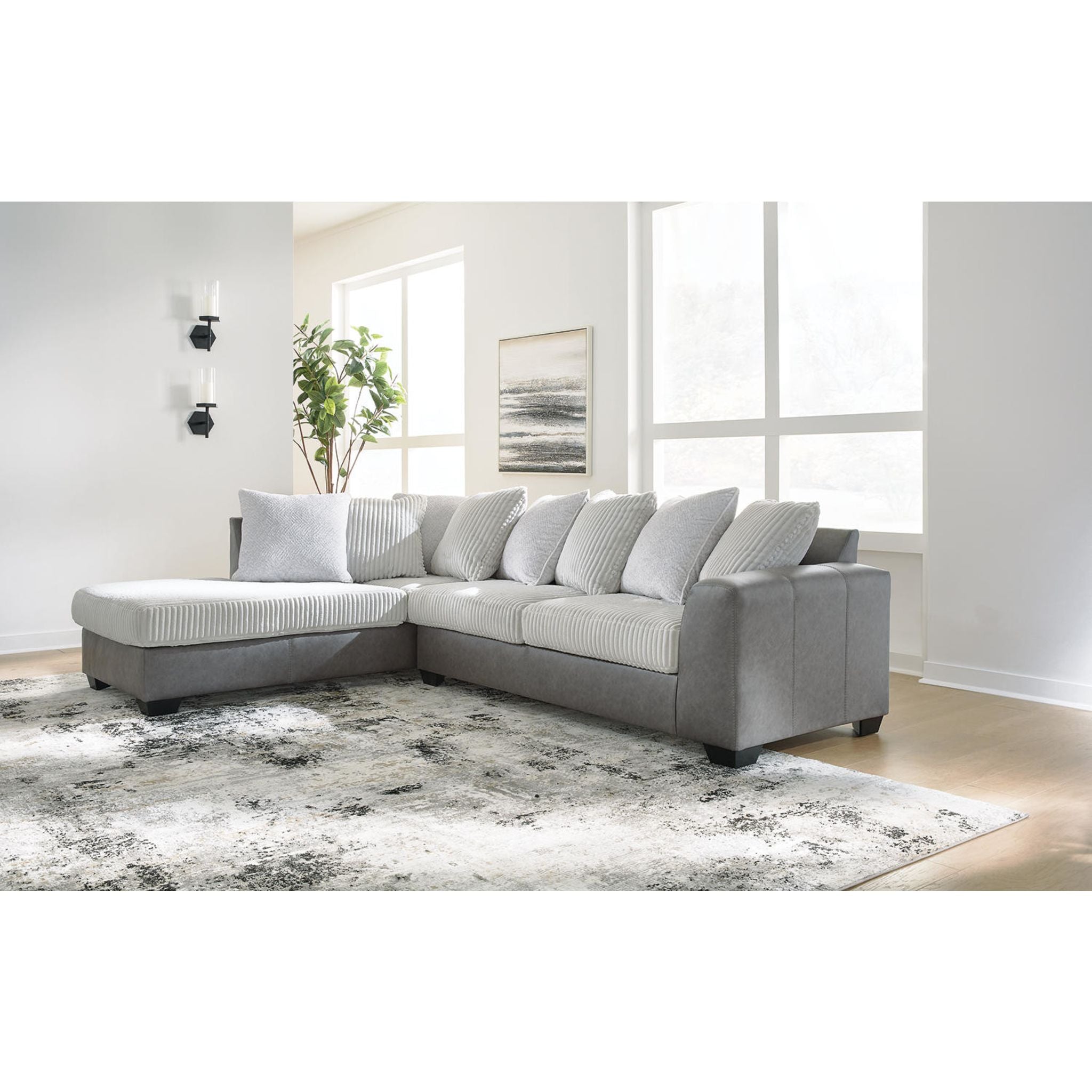 Clairette Court 2-Piece Sectional Sofa with Chaise Lounge - Modern L-Shaped Living Room Furniture for Small Spaces & Apartments