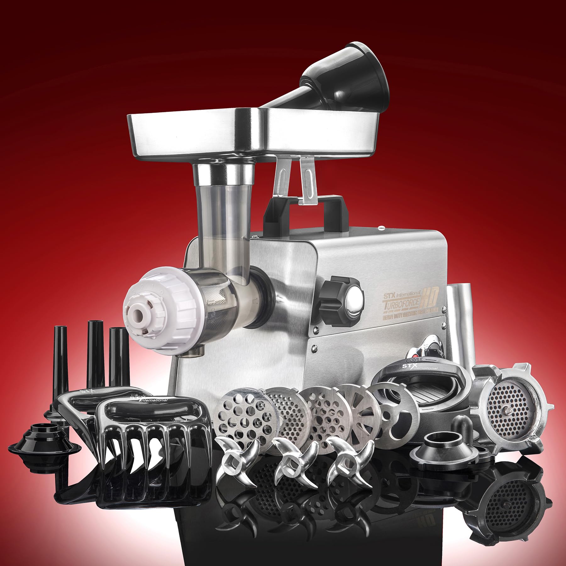 Turboforce HD 3500 Series 6-in-1 Electric Meat Grinder with Sausage Stuffer, Kubbe Maker & Juicer Attachment - 5 Grinding Plates & Stainless Steel Blades - Perfect for Home Kitchen, Butcher Shop & Commercial Use