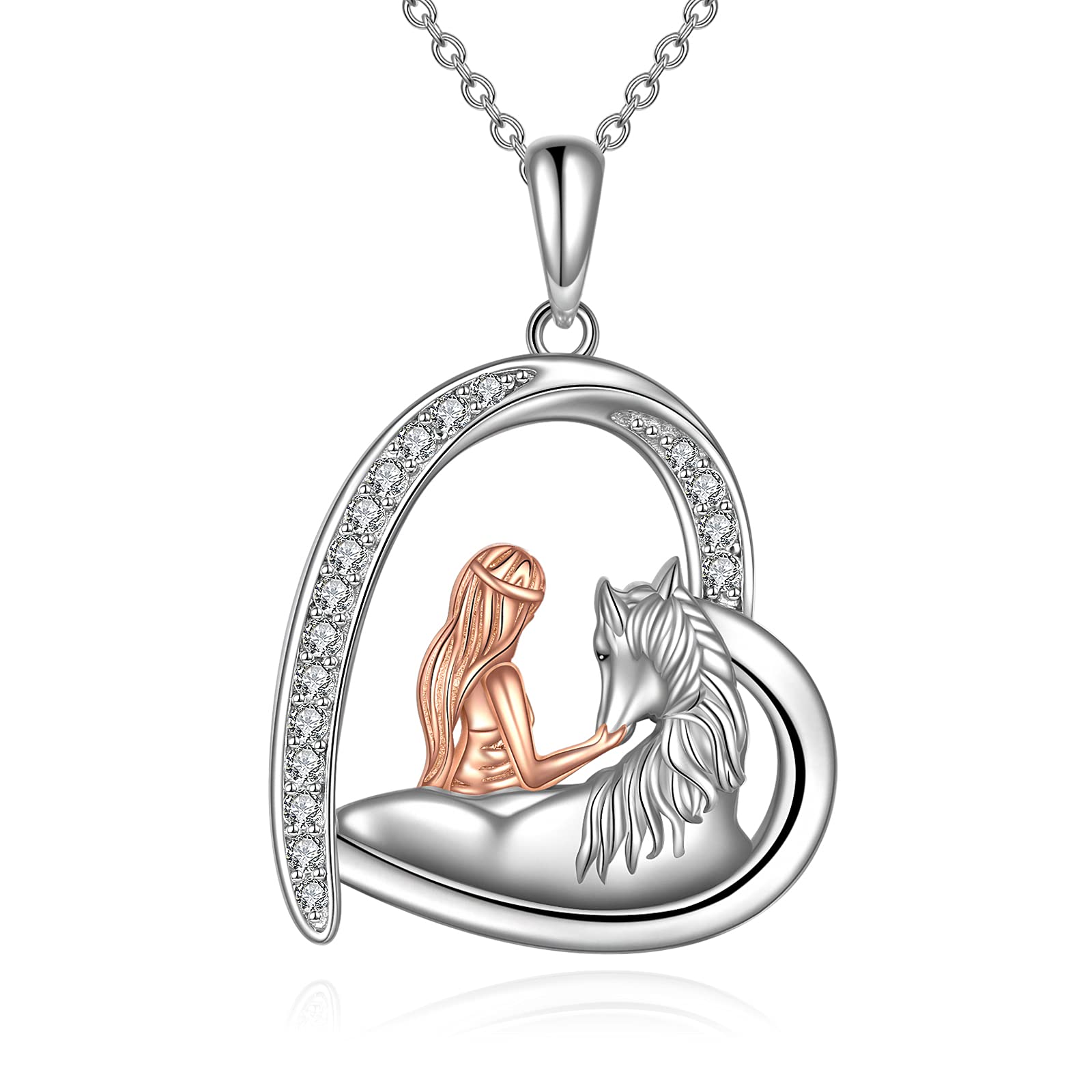 Elegant Sterling Silver Horse Pendant Necklace for Women - Heart-Shaped Horse Jewelry Gift for Equestrian Lovers | Perfect for Birthdays, Anniversaries & Special Occasions