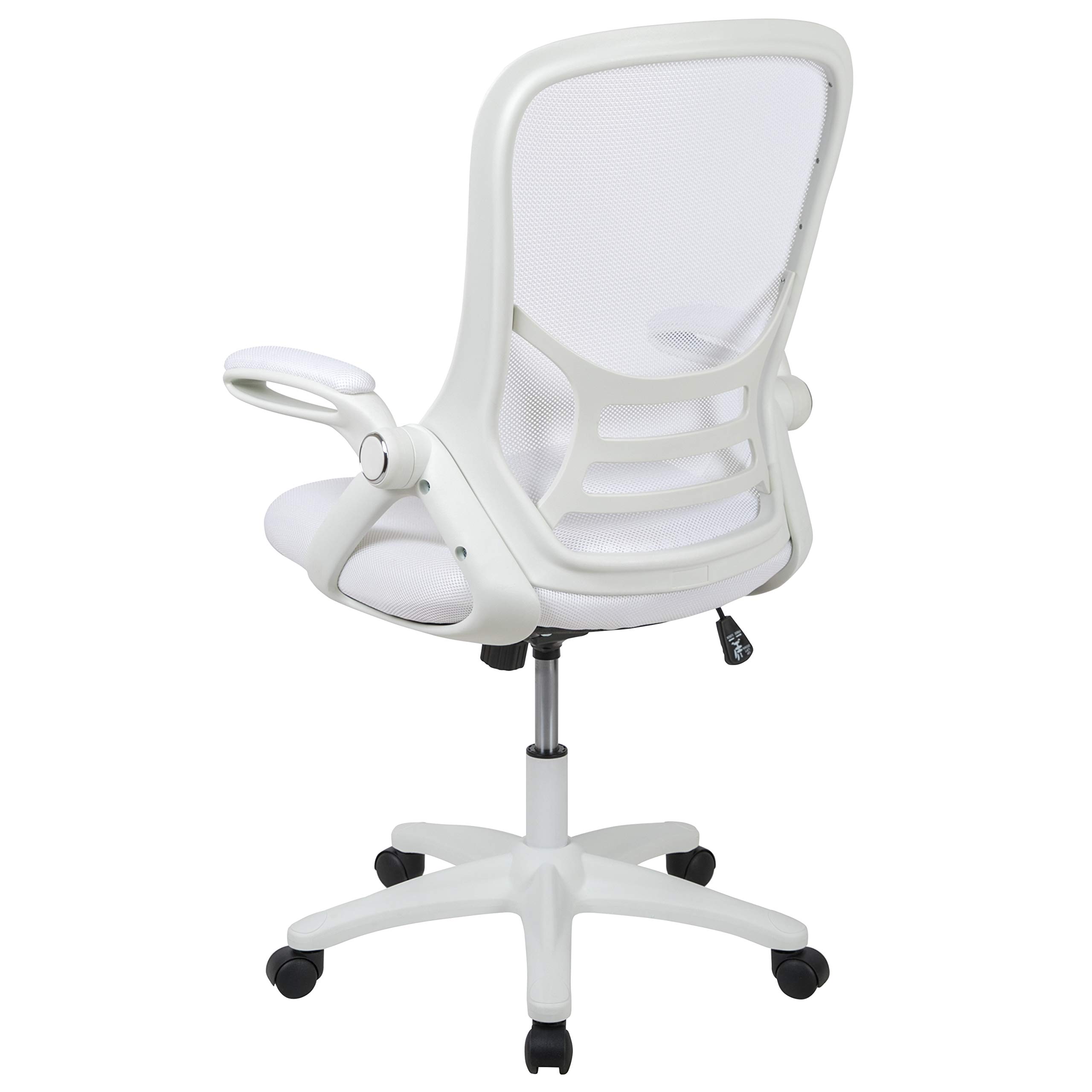 Flash Furniture Porter High-Back Swivel Office Chair with Adjustable Lumbar Support & Height - Ergonomic Mesh Desk Chair with Flip-Up Armrests, White - Perfect for Home Office, Gaming & Workspaces