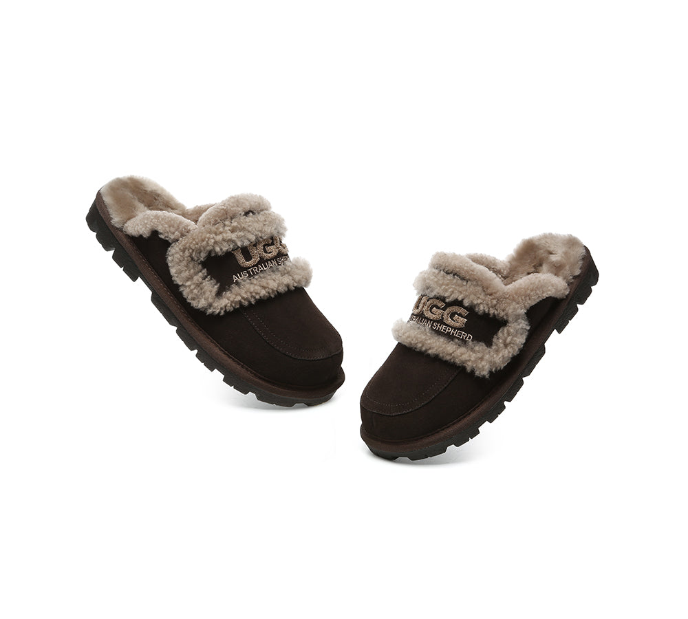 Australian Shepherd® Women's UGG Slippers - Genuine Sheepskin Wool Shearling Lined Rilee House Shoes for Ultimate Comfort - Perfect for Cozy Nights, Winter Lounging & Home Relaxation