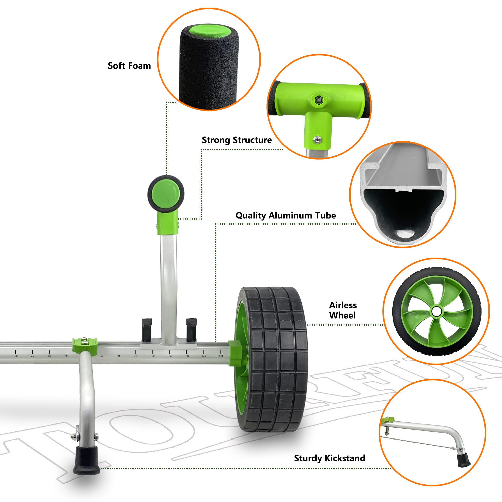 Kayak Cart with Airless Tires - Heavy Duty Paddle Board & Canoe Dolly, SUP Carrier for Easy Watercraft Transport | Perfect for Beach, Lake & Outdoor Adventures